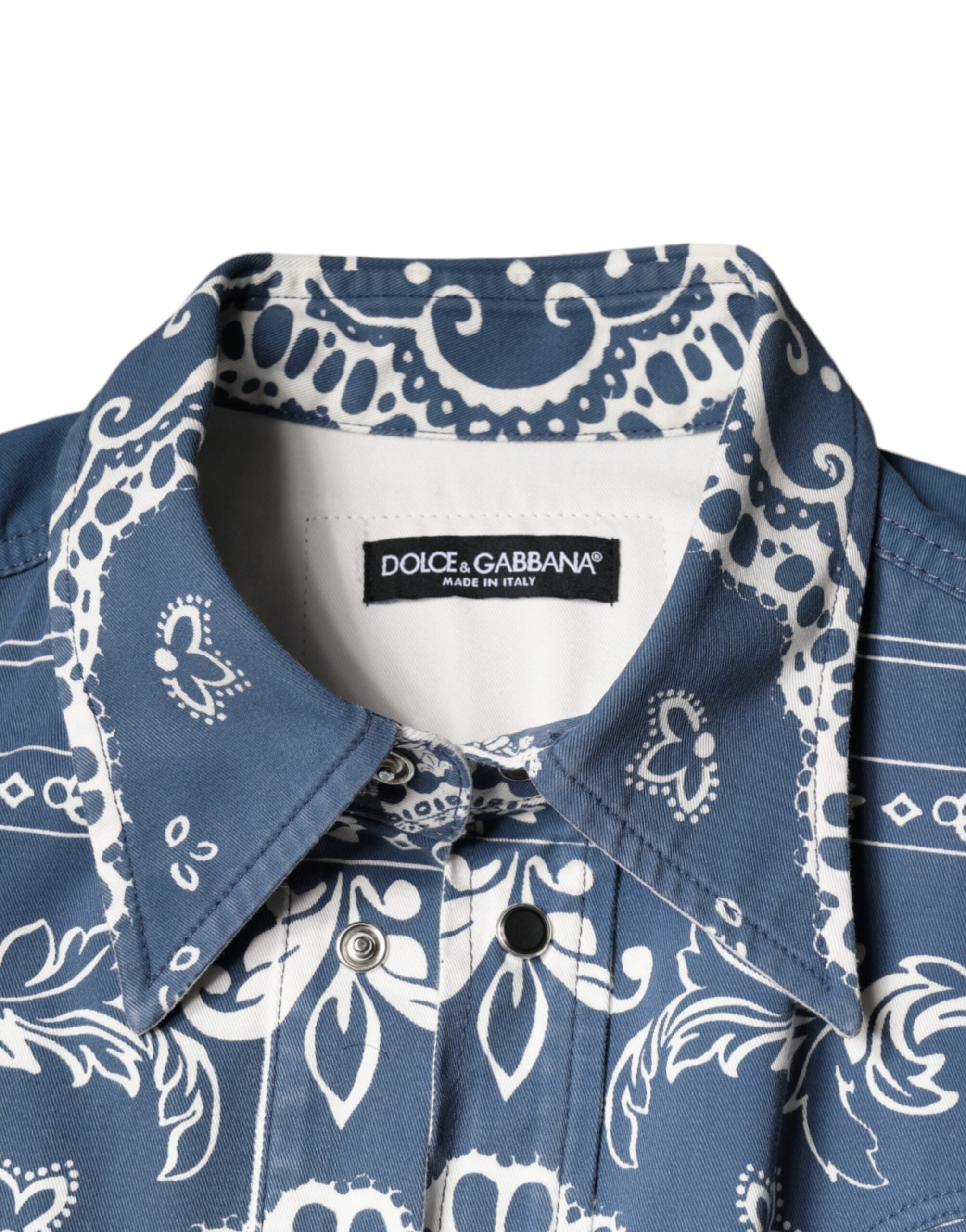 Dolce & Gabbana Blue White Bandana Print Cotton Casual Shirt -   -  Dolce & Gabbana.