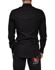 Dolce & Gabbana Black King Crown Embroidered GOLD Dress Shirt -   -  Dolce & Gabbana.