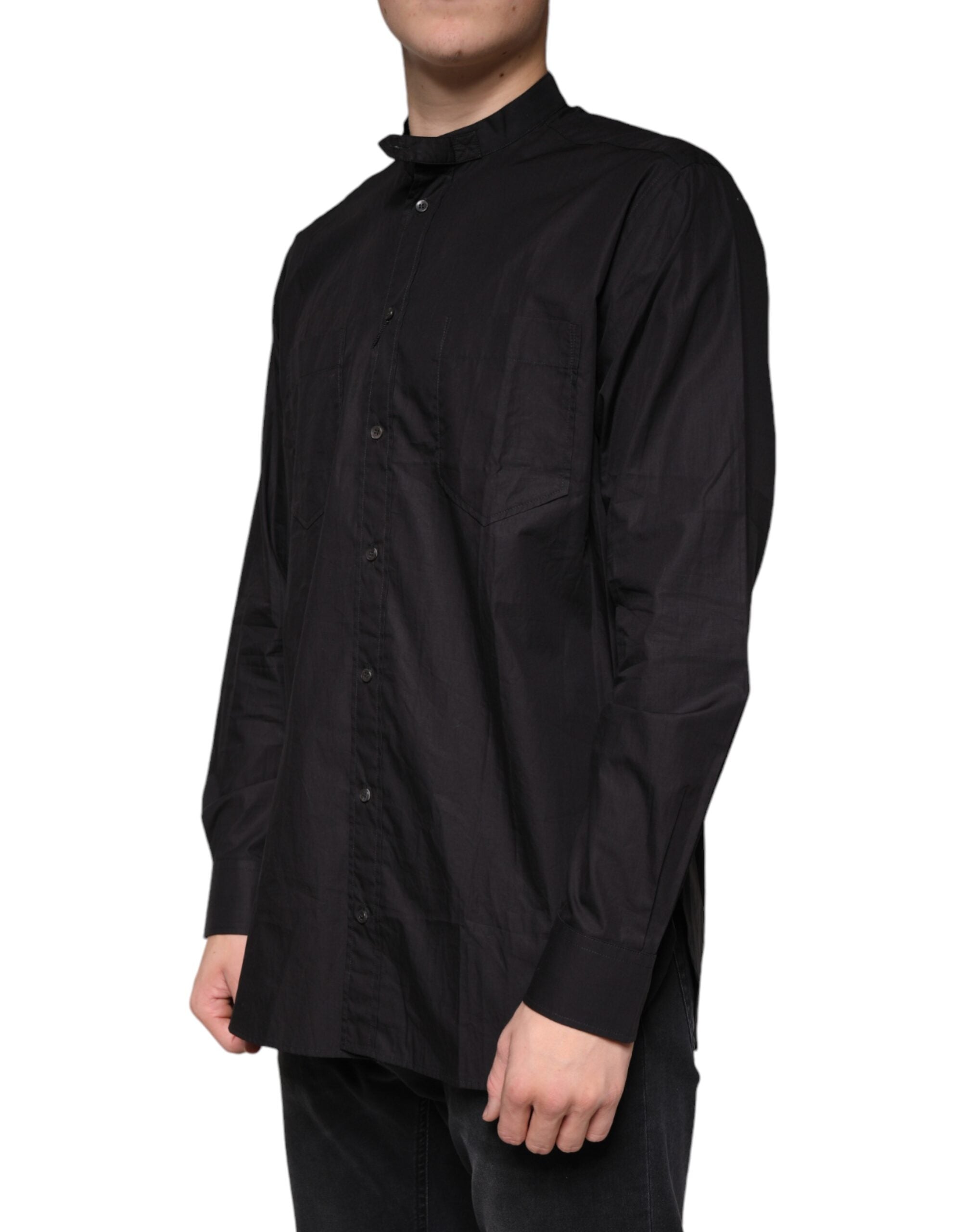 Dolce & Gabbana Black Cotton Button Down Men Casual Shirt -   -  Dolce & Gabbana.