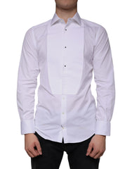 Dolce & Gabbana White Bib Cotton Poplin GOLD Men Formal Shirt -   -  Dolce & Gabbana.