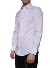 Dolce & Gabbana White Bib Cotton Poplin GOLD Men Formal Shirt -   -  Dolce & Gabbana.