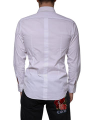 Dolce & Gabbana White Bib Cotton Poplin GOLD Men Formal Shirt -   -  Dolce & Gabbana.