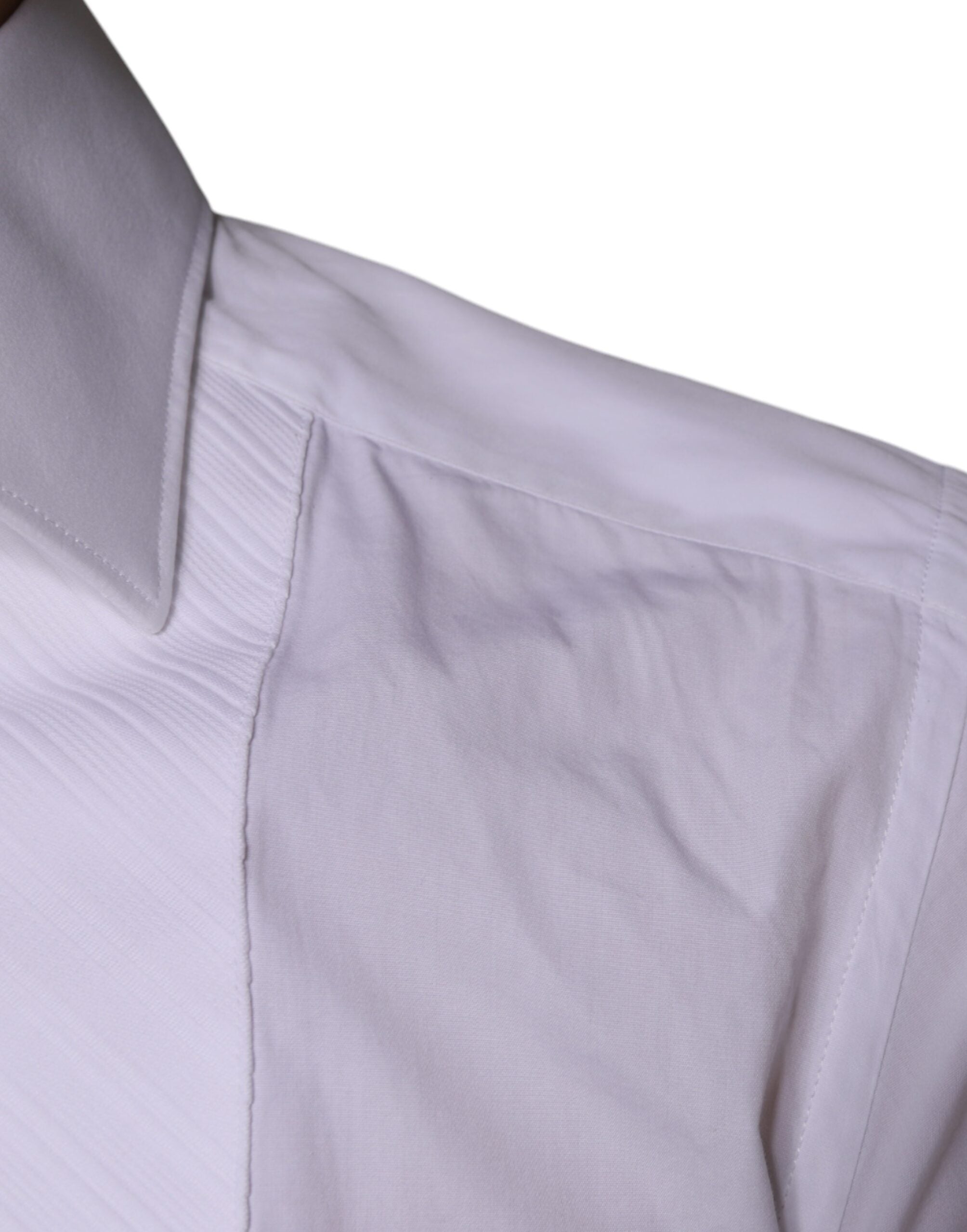 Dolce & Gabbana White Bib Cotton Poplin GOLD Men Formal Shirt -   -  Dolce & Gabbana.