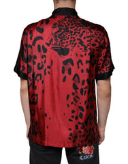 Dolce & Gabbana Red Leopard Silk Button Down Casual Shirt -   -  Dolce & Gabbana.
