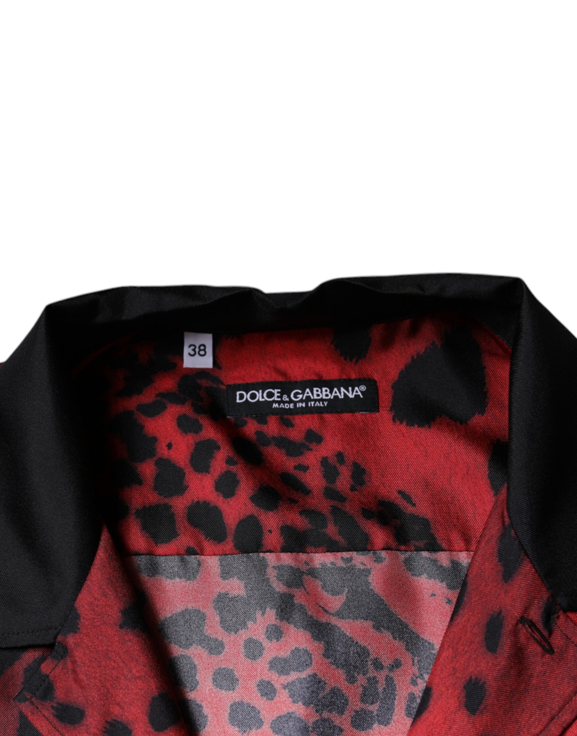 Dolce & Gabbana Red Leopard Silk Button Down Casual Shirt -   -  Dolce & Gabbana.