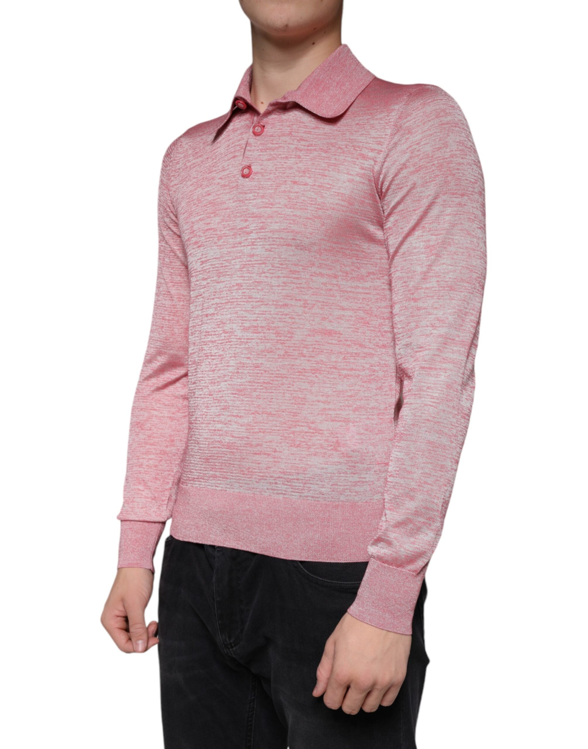 Dolce & Gabbana Pink Polyester Long Sleeve Men Polo T-shirt -   -  Dolce & Gabbana.
