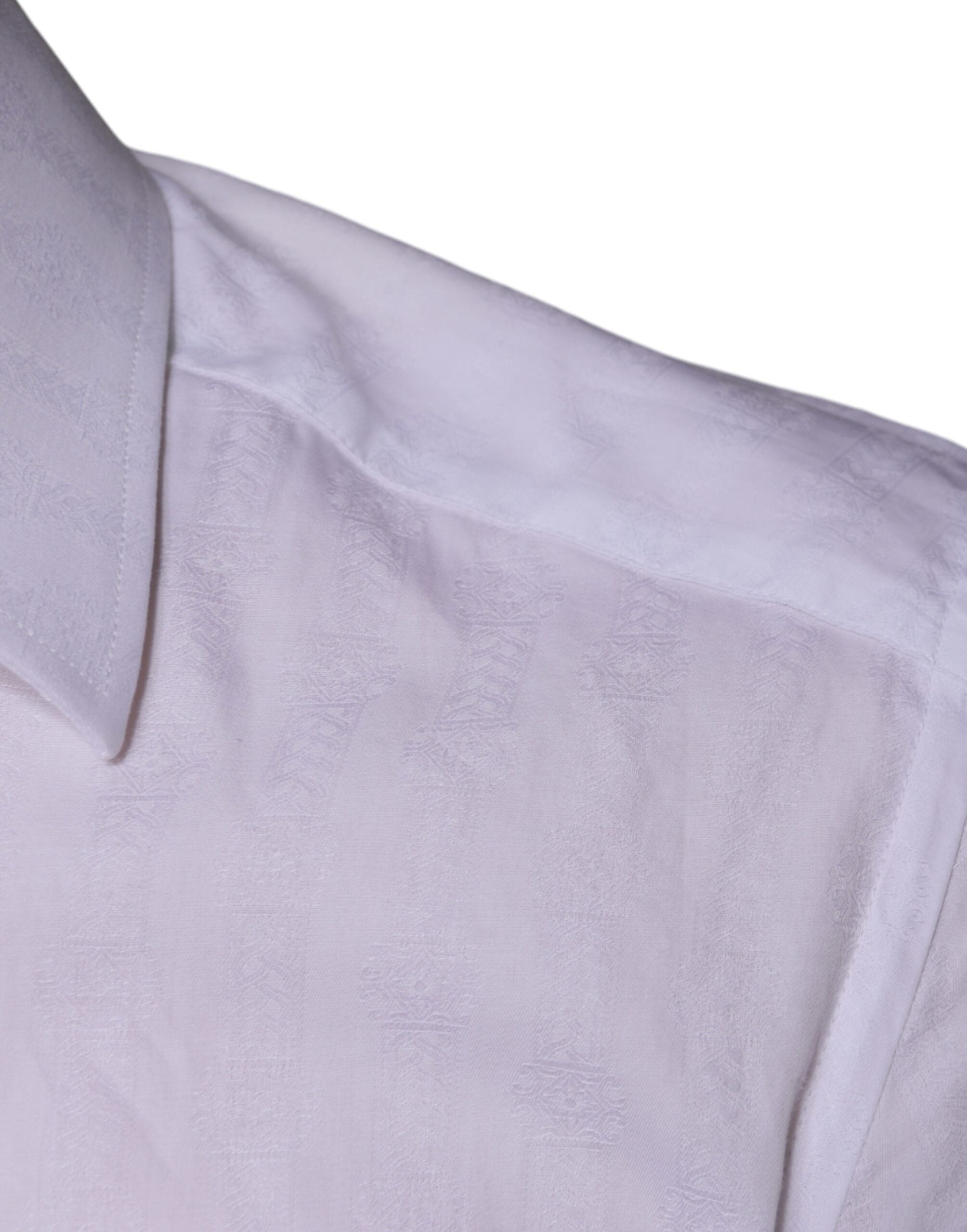 Dolce & Gabbana White Cotton Men Dress GOLD Formal Shirt -   -  Dolce & Gabbana.