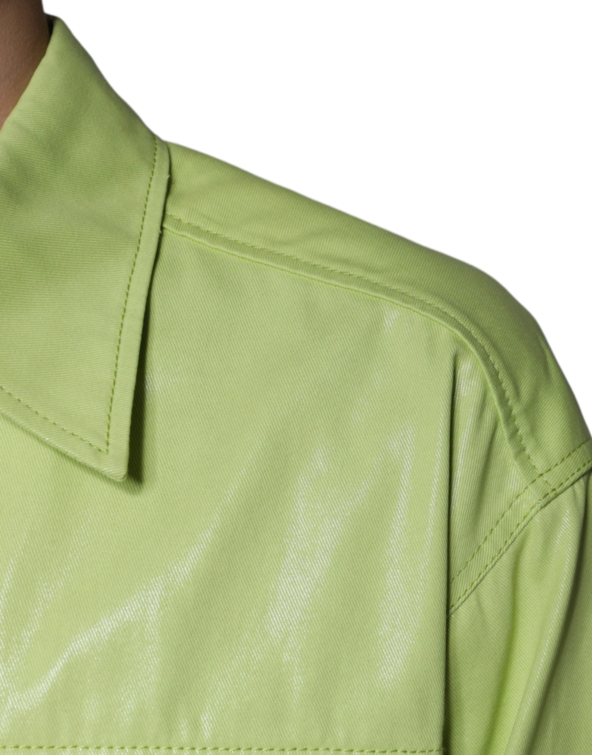 Dolce & Gabbana Green Cotton Collared Men Button Down Shirt -   -  Dolce & Gabbana.