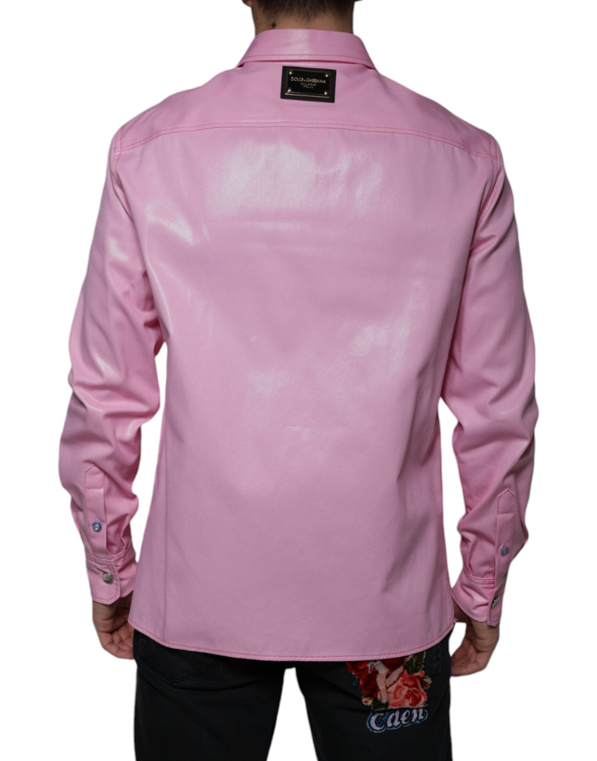 Dolce & Gabbana Pink Cotton Collared Button Down Shirt -   -  Dolce & Gabbana.