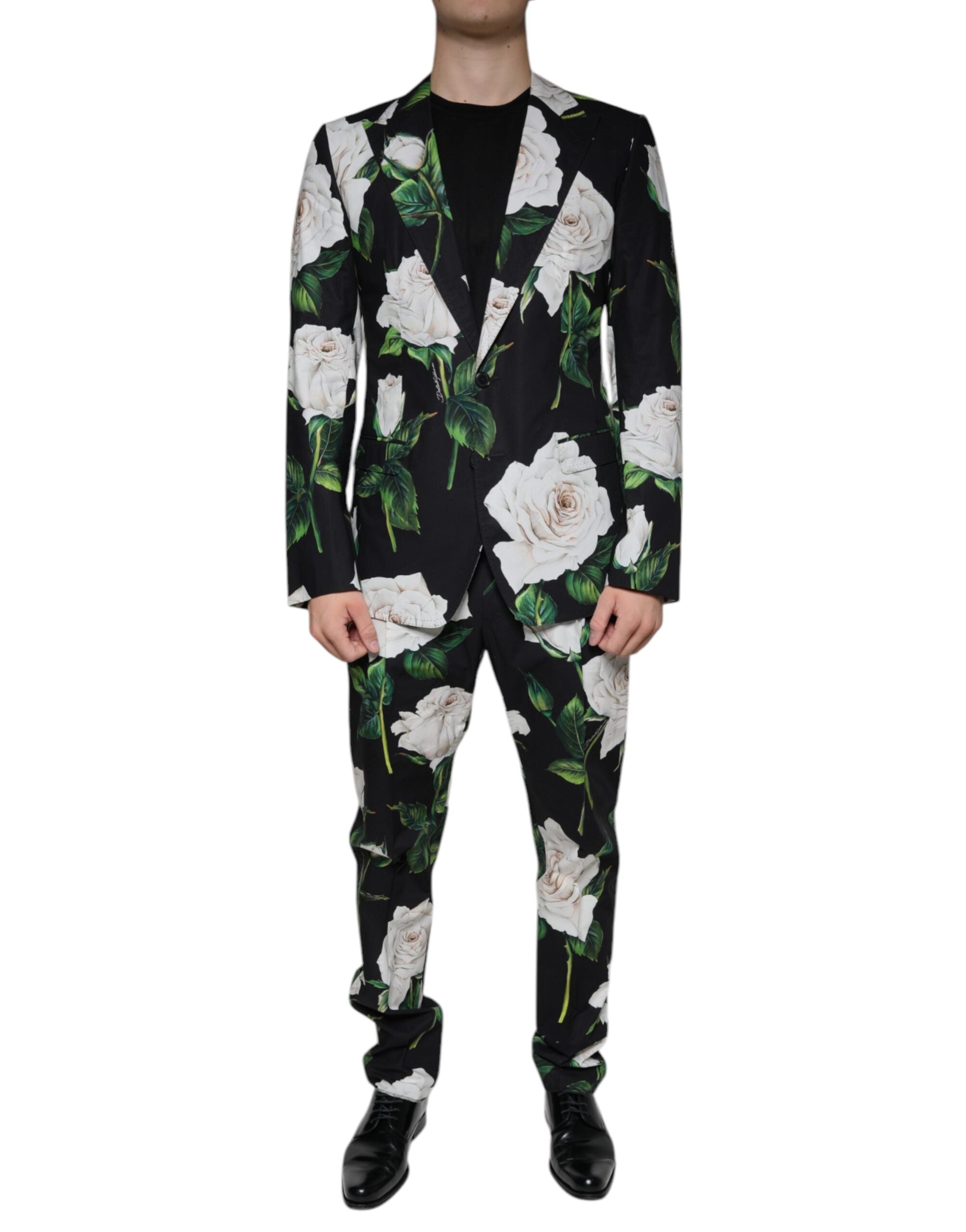 Dolce & Gabbana Black Rose Cotton Men Formal 2 Piece Suit -   -  Dolce & Gabbana.