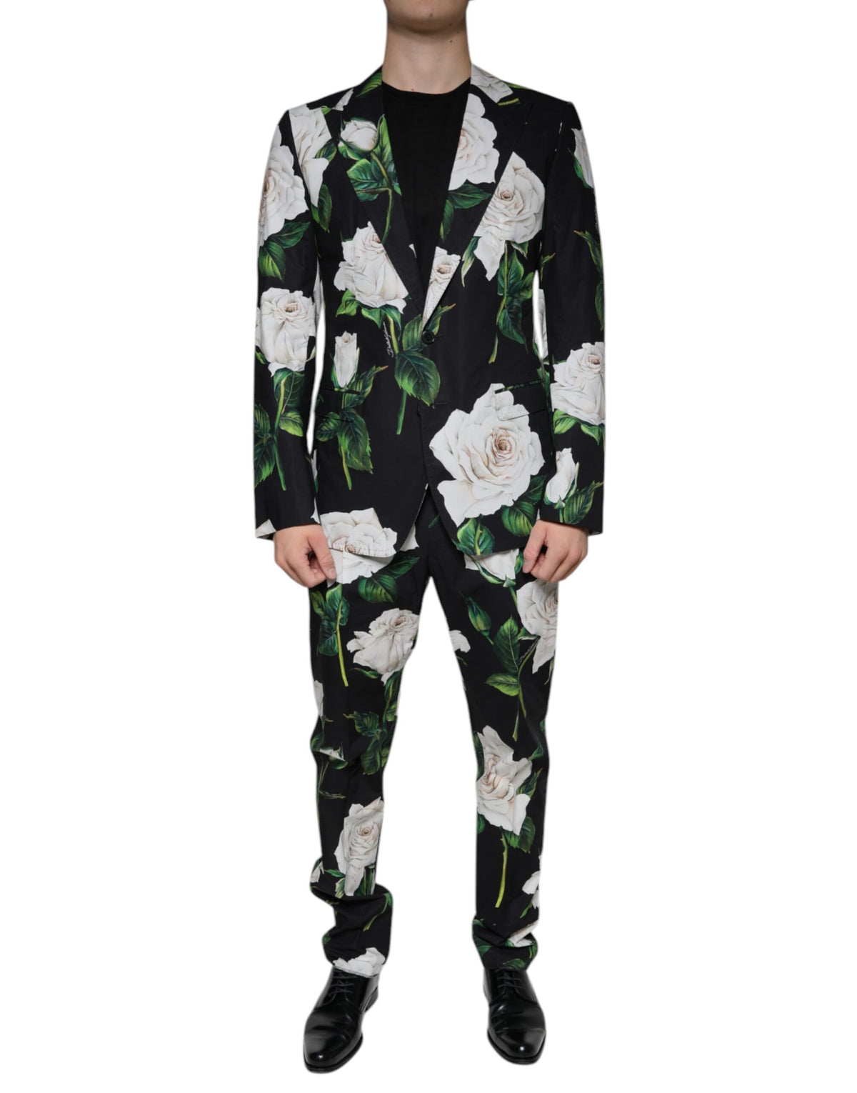 Dolce & Gabbana Black Rose Cotton Men Formal 2 Piece Suit -   -  Dolce & Gabbana.