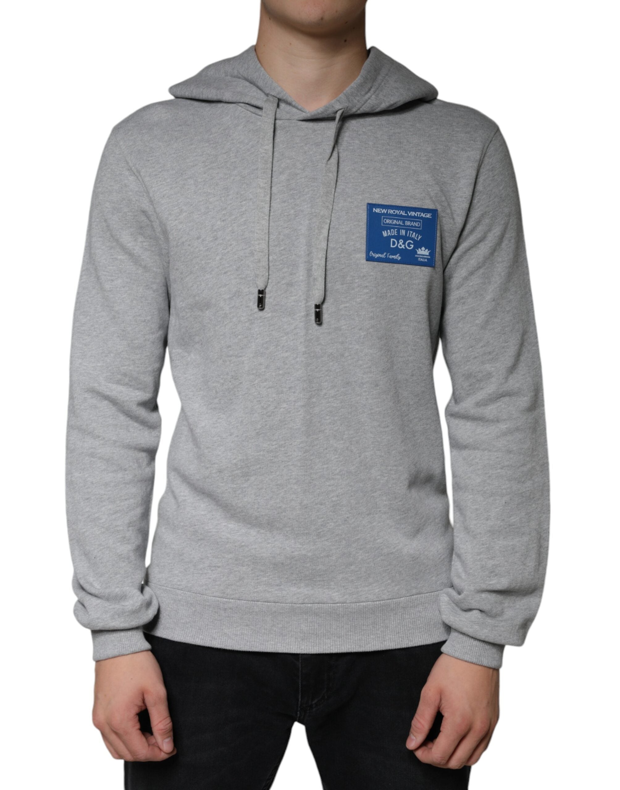 Dolce & Gabbana Gray Cotton Logo Hooded Sweatshirt Sweater -   -  Dolce & Gabbana.