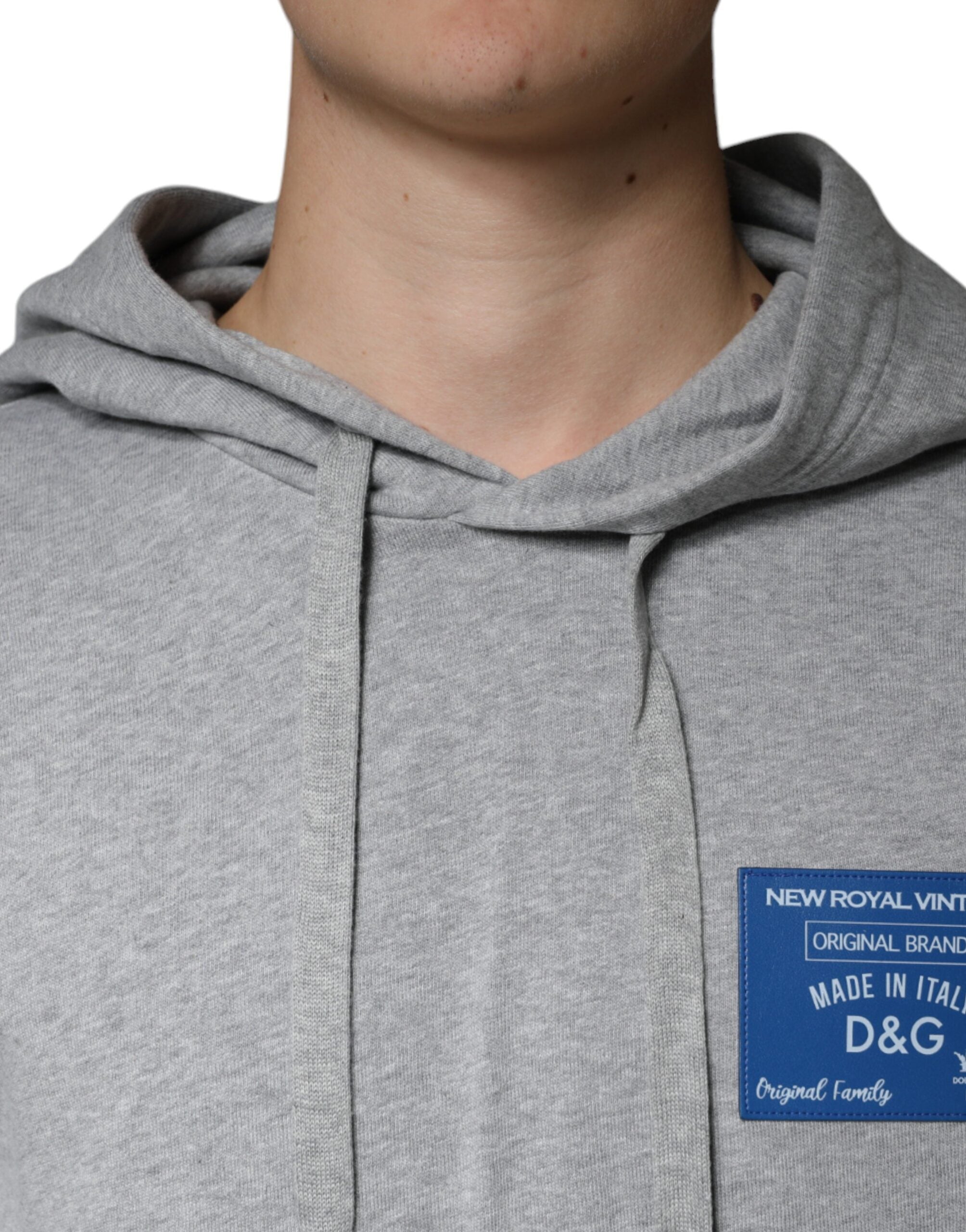 Dolce & Gabbana Gray Cotton Logo Hooded Sweatshirt Sweater -   -  Dolce & Gabbana.