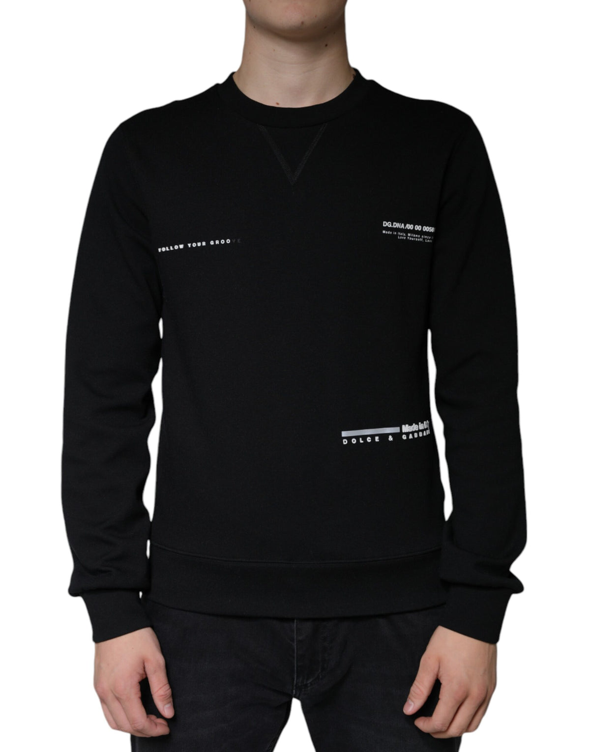 Dolce & Gabbana Black Logo Print CrewNeck Sweatshirt Sweater -   -  Dolce & Gabbana.