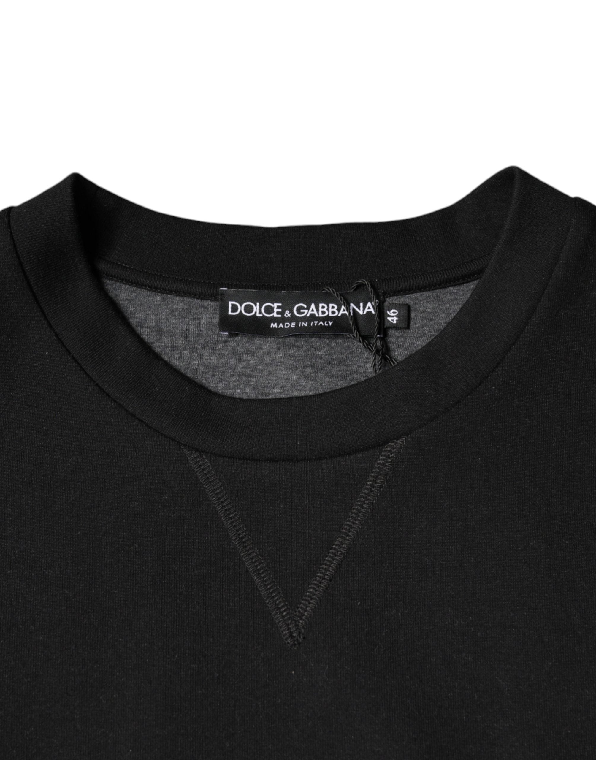 Dolce & Gabbana Black Logo Print CrewNeck Sweatshirt Sweater -   -  Dolce & Gabbana.