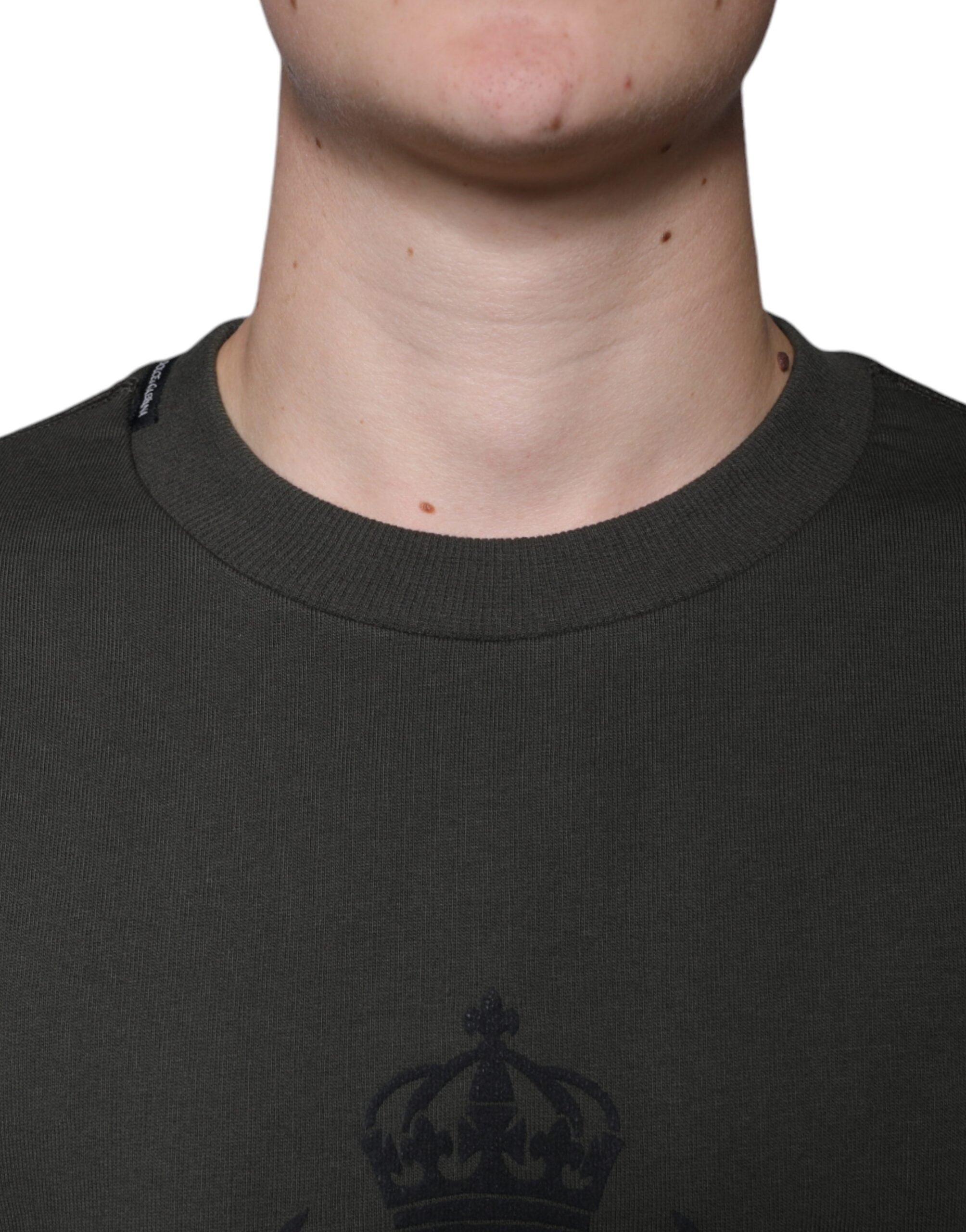 Dolce & Gabbana Army Green DG Crown Crew Neck Pullover Sweater -   -  Dolce & Gabbana.