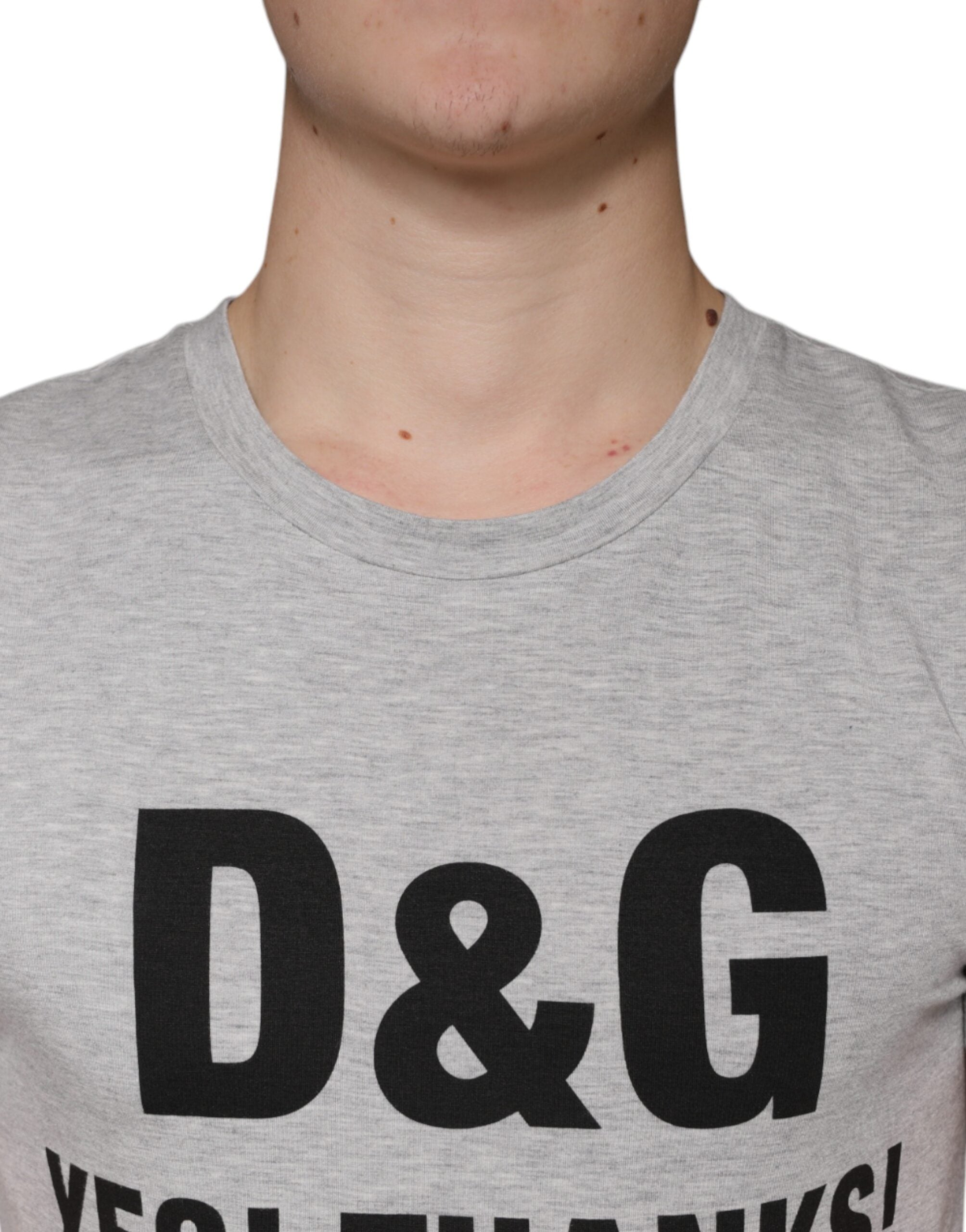 Dolce & Gabbana Gray Logo Print Crewneck Short Sleeve T-shirt -   -  Dolce & Gabbana.