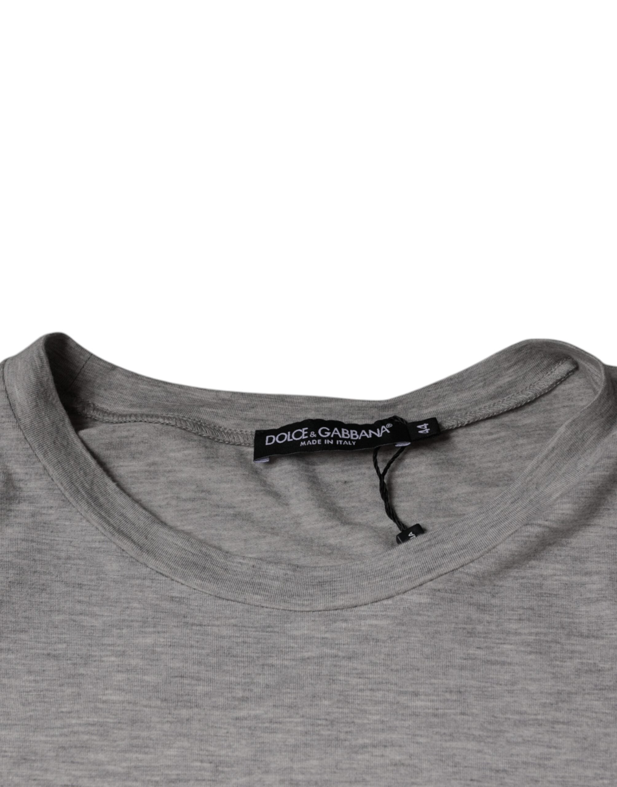 Dolce & Gabbana Gray Logo Print Crewneck Short Sleeve T-shirt -   -  Dolce & Gabbana.