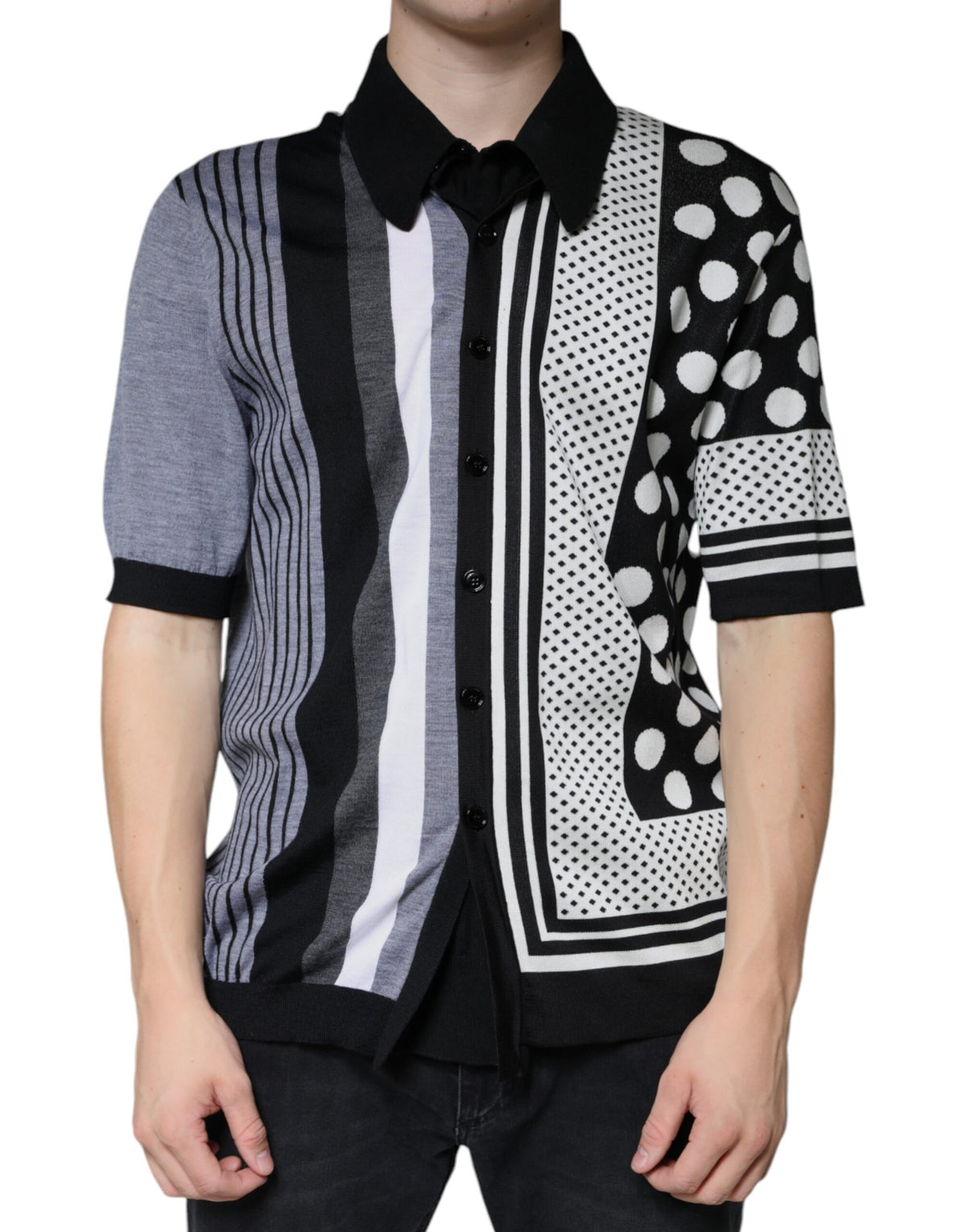 Dolce & Gabbana Black White Polka Dot Collared Polo T-shirt -   -  Dolce & Gabbana.