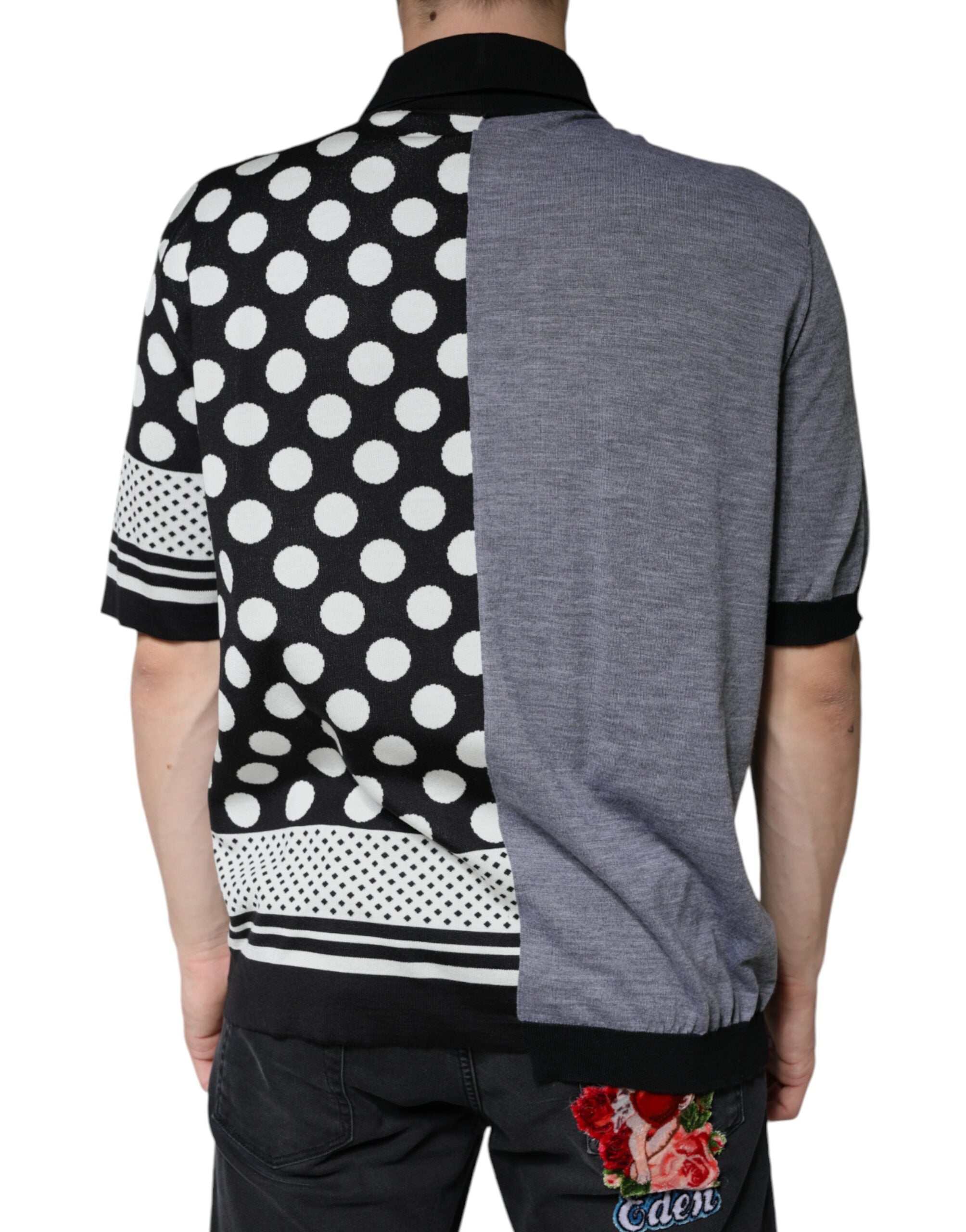 Dolce & Gabbana Black White Polka Dot Collared Polo T-shirt -   -  Dolce & Gabbana.