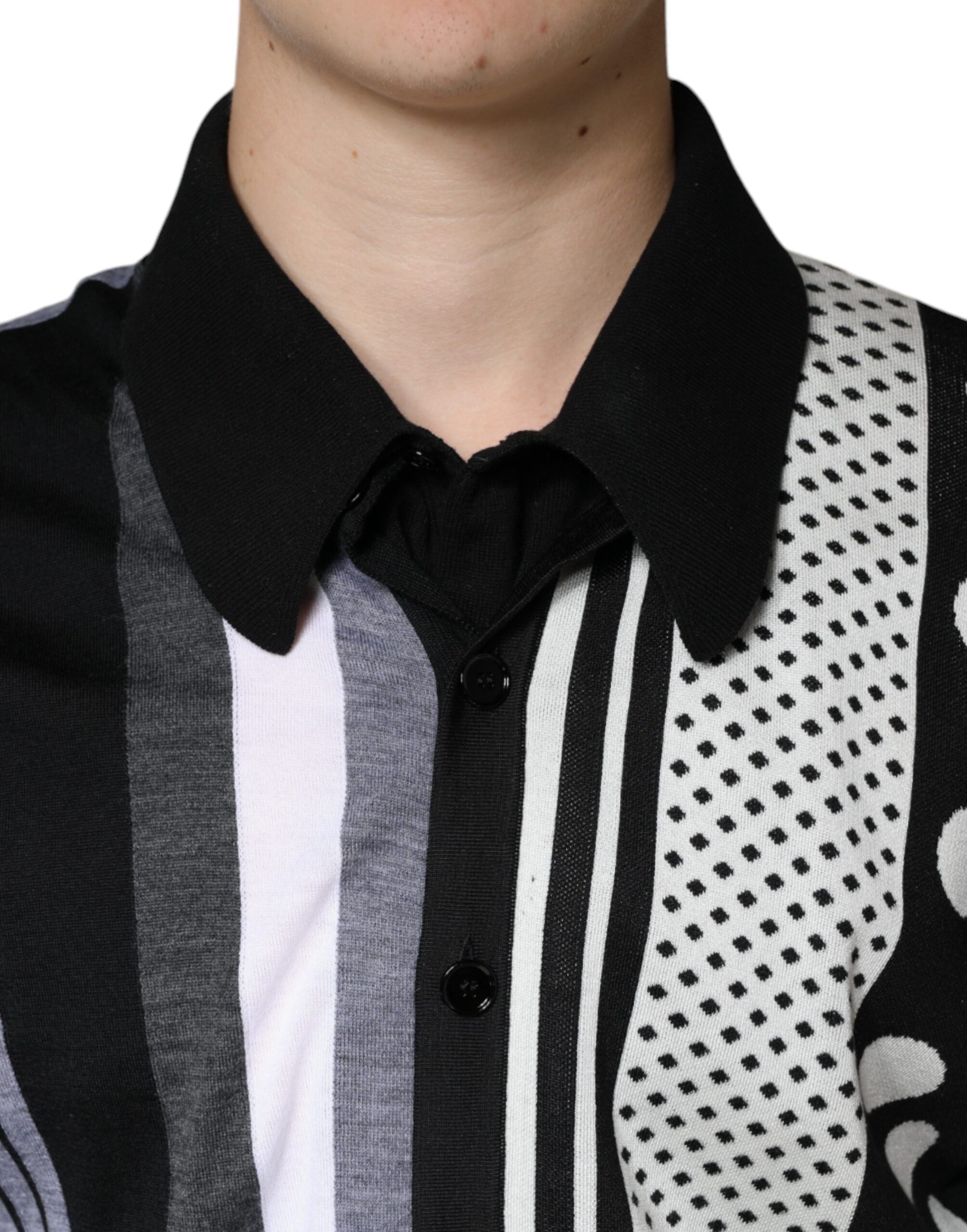 Dolce & Gabbana Black White Polka Dot Collared Polo T-shirt -   -  Dolce & Gabbana.