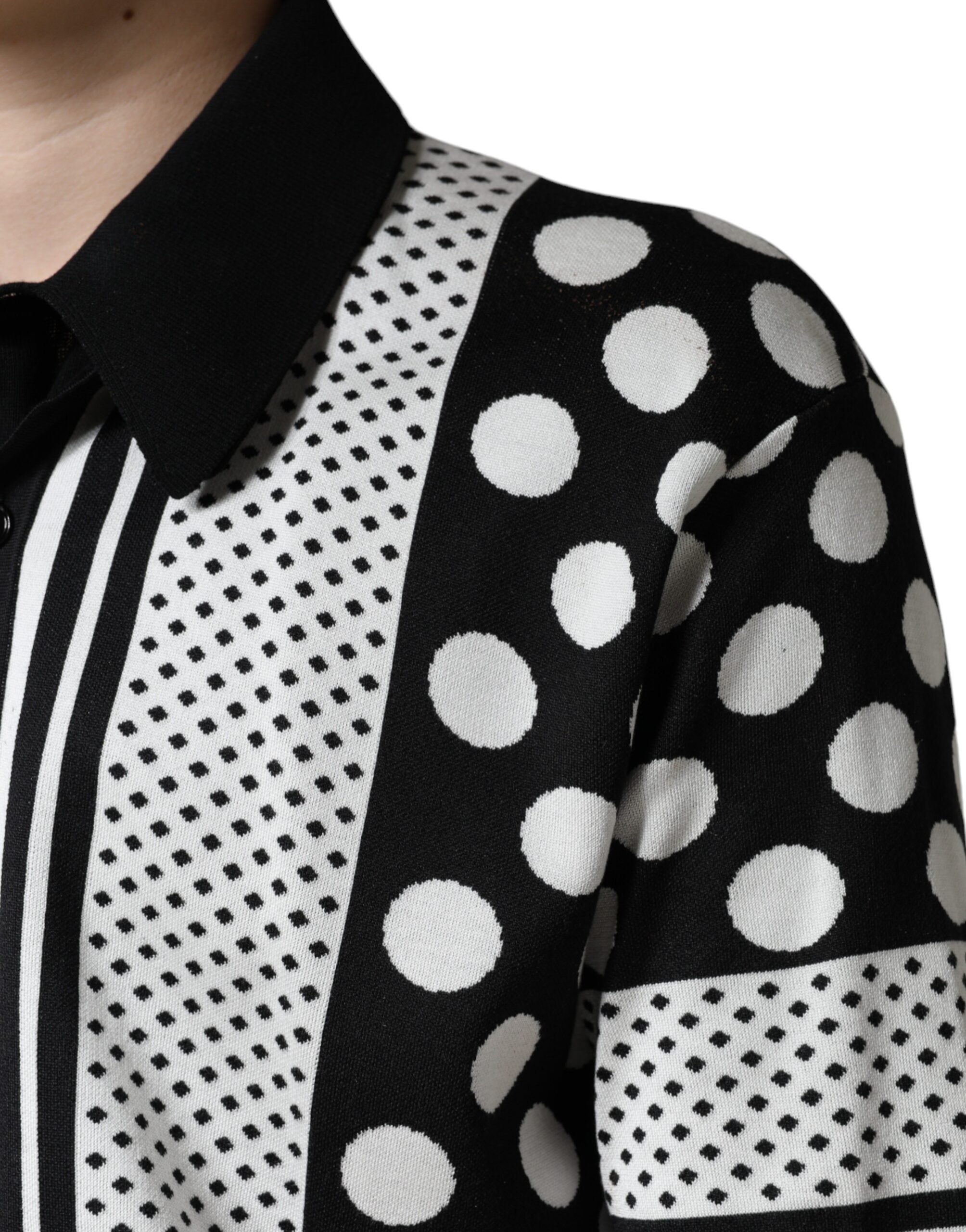 Dolce & Gabbana Black White Polka Dot Collared Polo T-shirt -   -  Dolce & Gabbana.