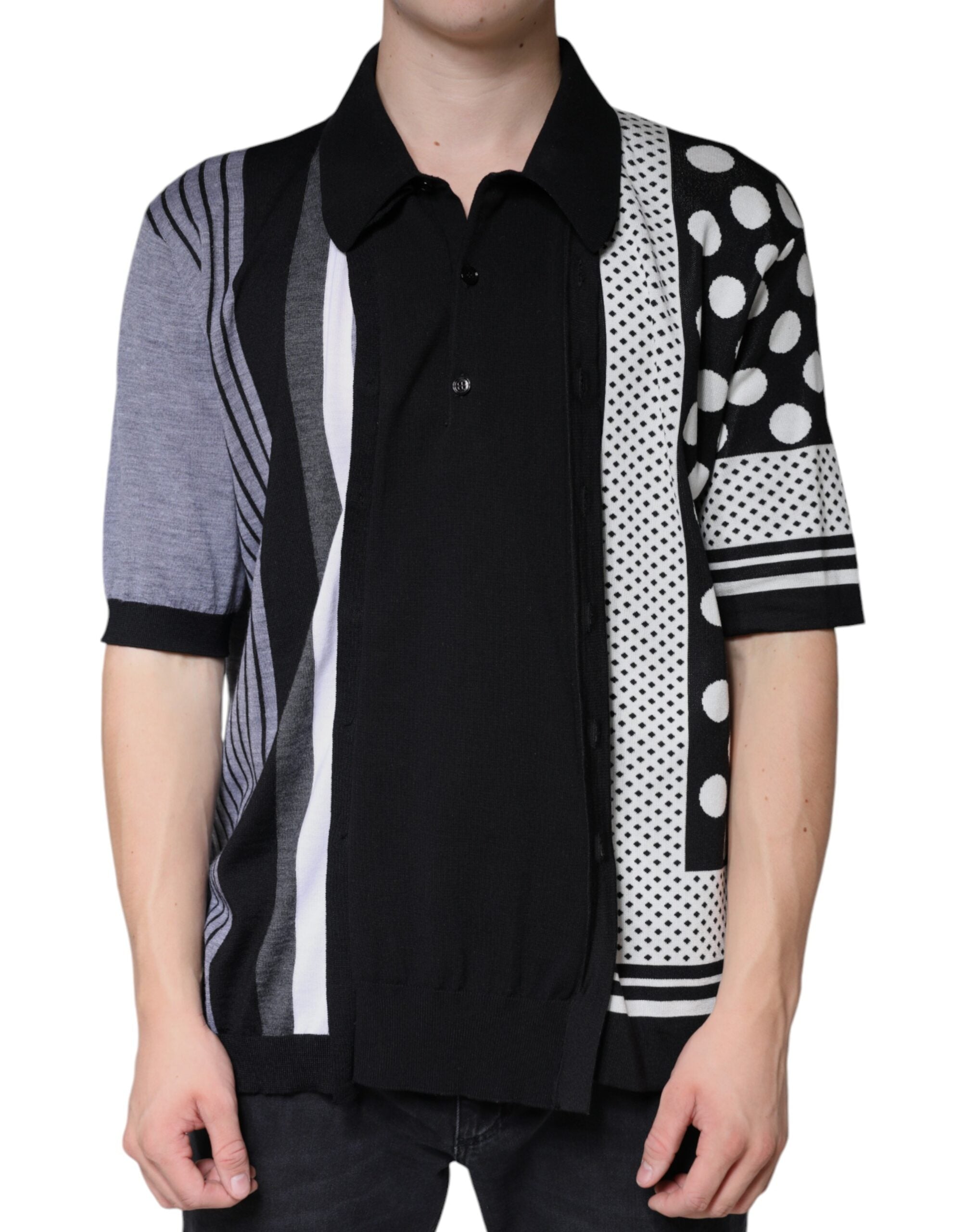 Dolce & Gabbana Black White Polka Dot Collared Polo T-shirt -   -  Dolce & Gabbana.