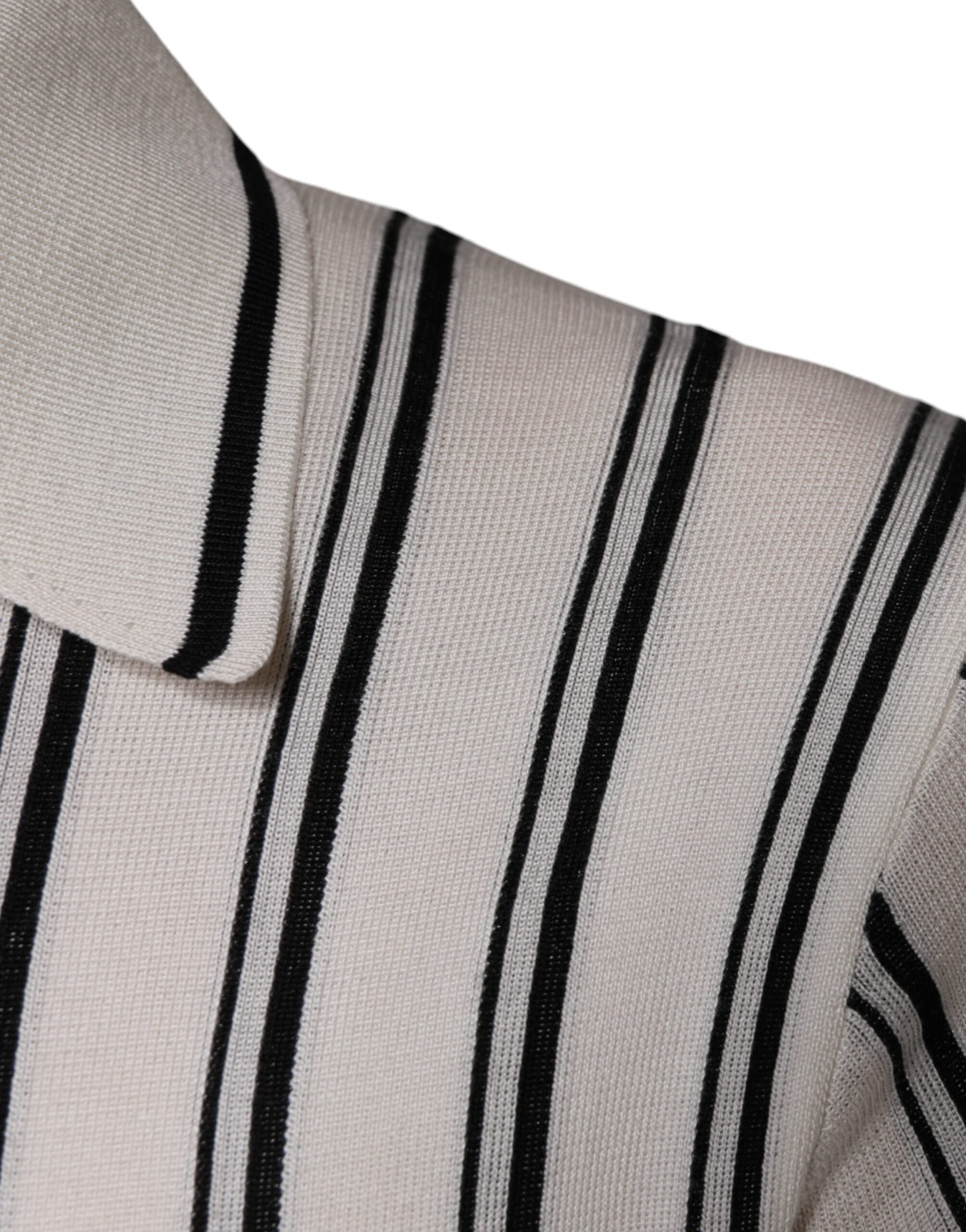 Dolce & Gabbana White Black Stripe Polo Short Sleeve T-shirt -   -  Dolce & Gabbana.