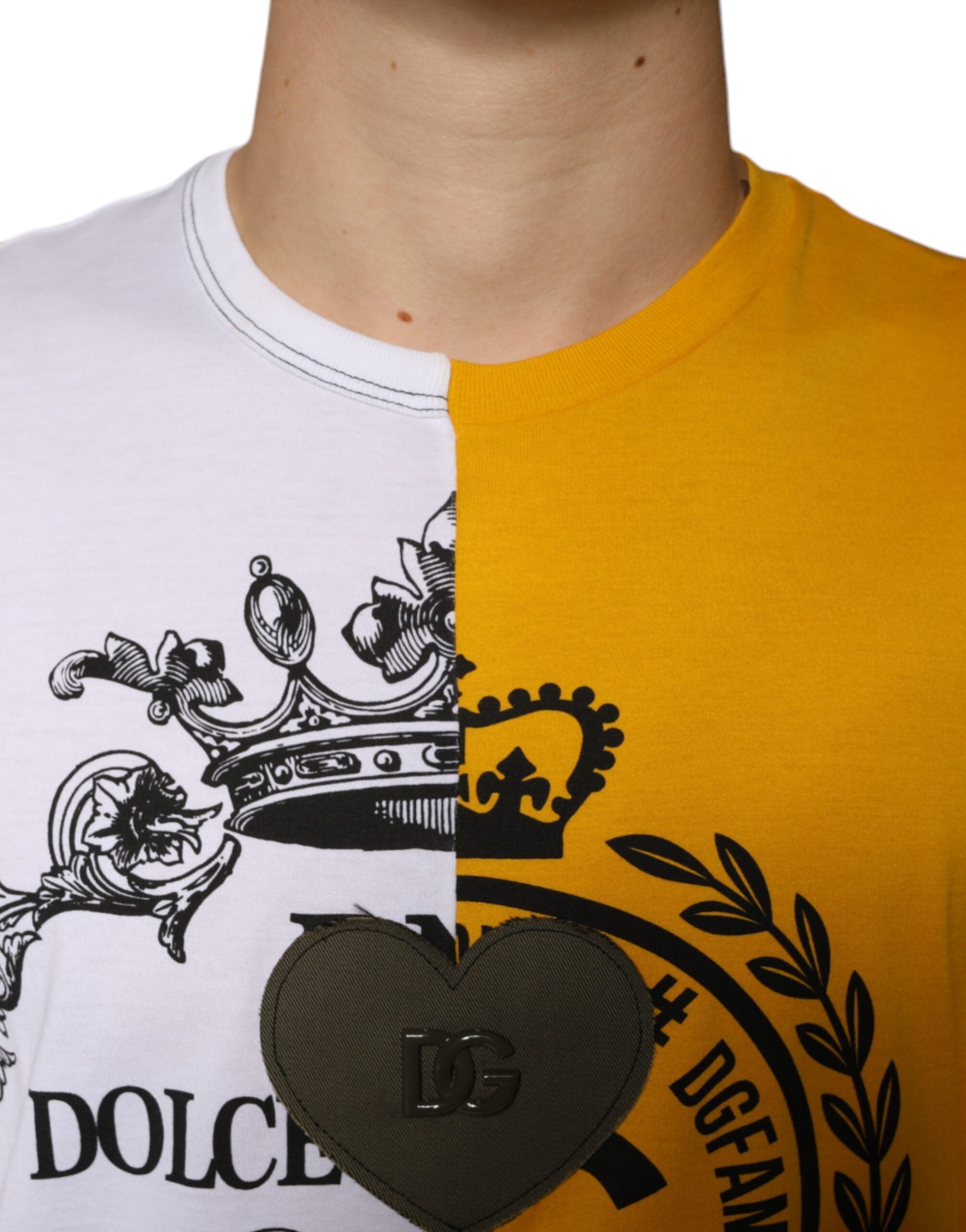 Dolce & Gabbana White Yellow Logo Print Short Sleeve T-shirt -   -  Dolce & Gabbana.