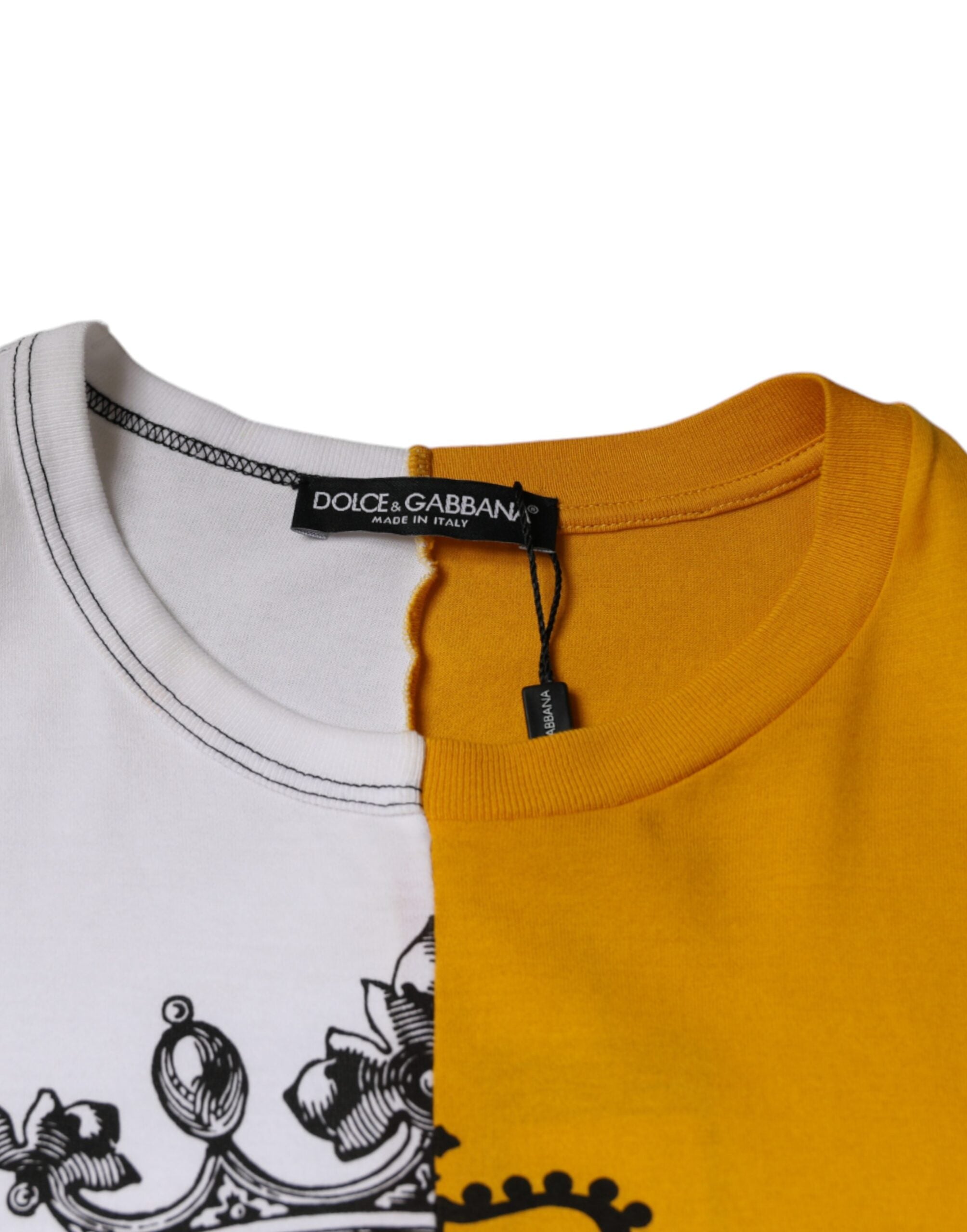 Dolce & Gabbana White Yellow Logo Print Short Sleeve T-shirt -   -  Dolce & Gabbana.