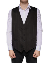 Dolce & Gabbana Black Cotton Waistcoat Dress Formal Vest -   -  Dolce & Gabbana.