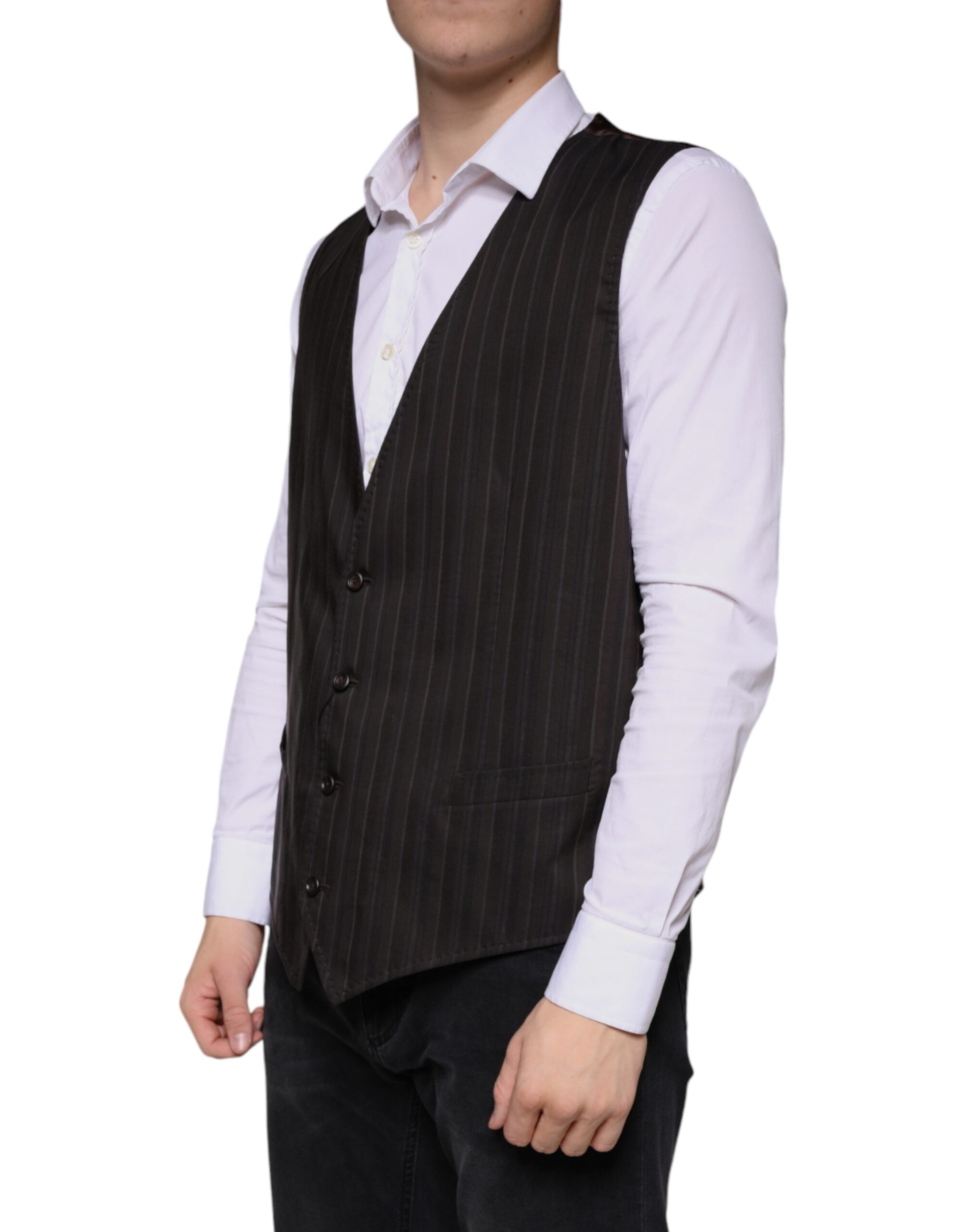 Dolce & Gabbana Black Cotton Waistcoat Dress Formal Vest -   -  Dolce & Gabbana.