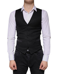 Dolce & Gabbana Black Wool Waistcoat Dress Formal Vest -   -  Dolce & Gabbana.