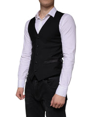 Dolce & Gabbana Black Wool Waistcoat Dress Formal Vest -   -  Dolce & Gabbana.