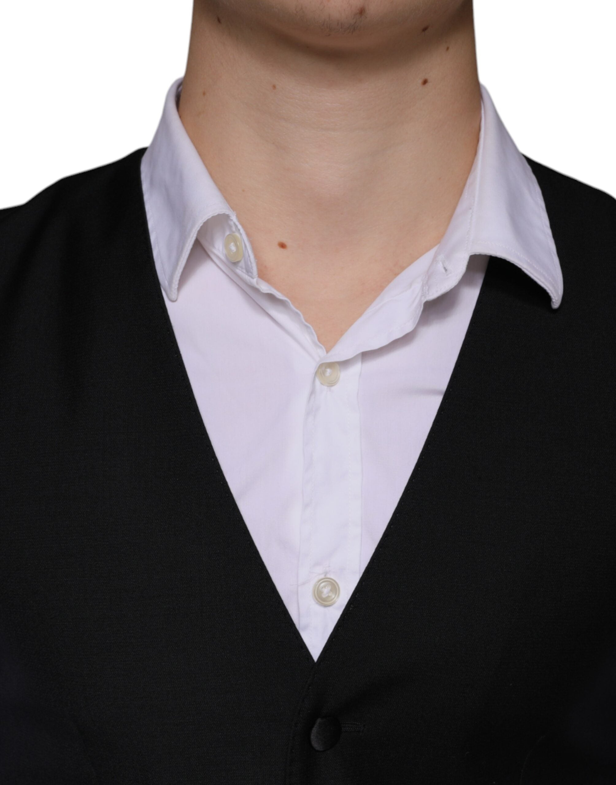 Dolce & Gabbana Black Wool Waistcoat Dress Formal Vest -   -  Dolce & Gabbana.