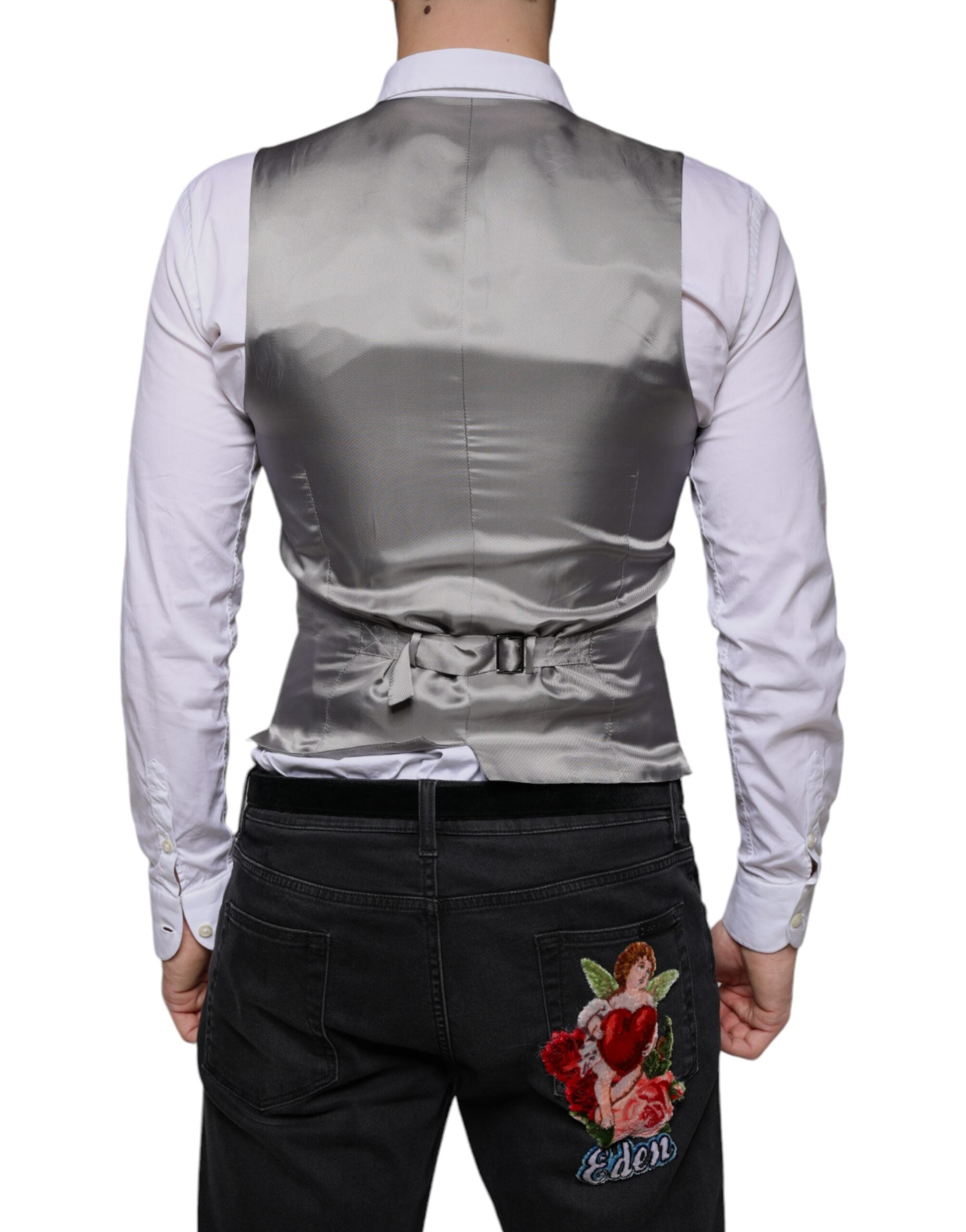 Dolce & Gabbana Light Gray Wool Formal Dress Waistcoat Vest -   -  Dolce & Gabbana.