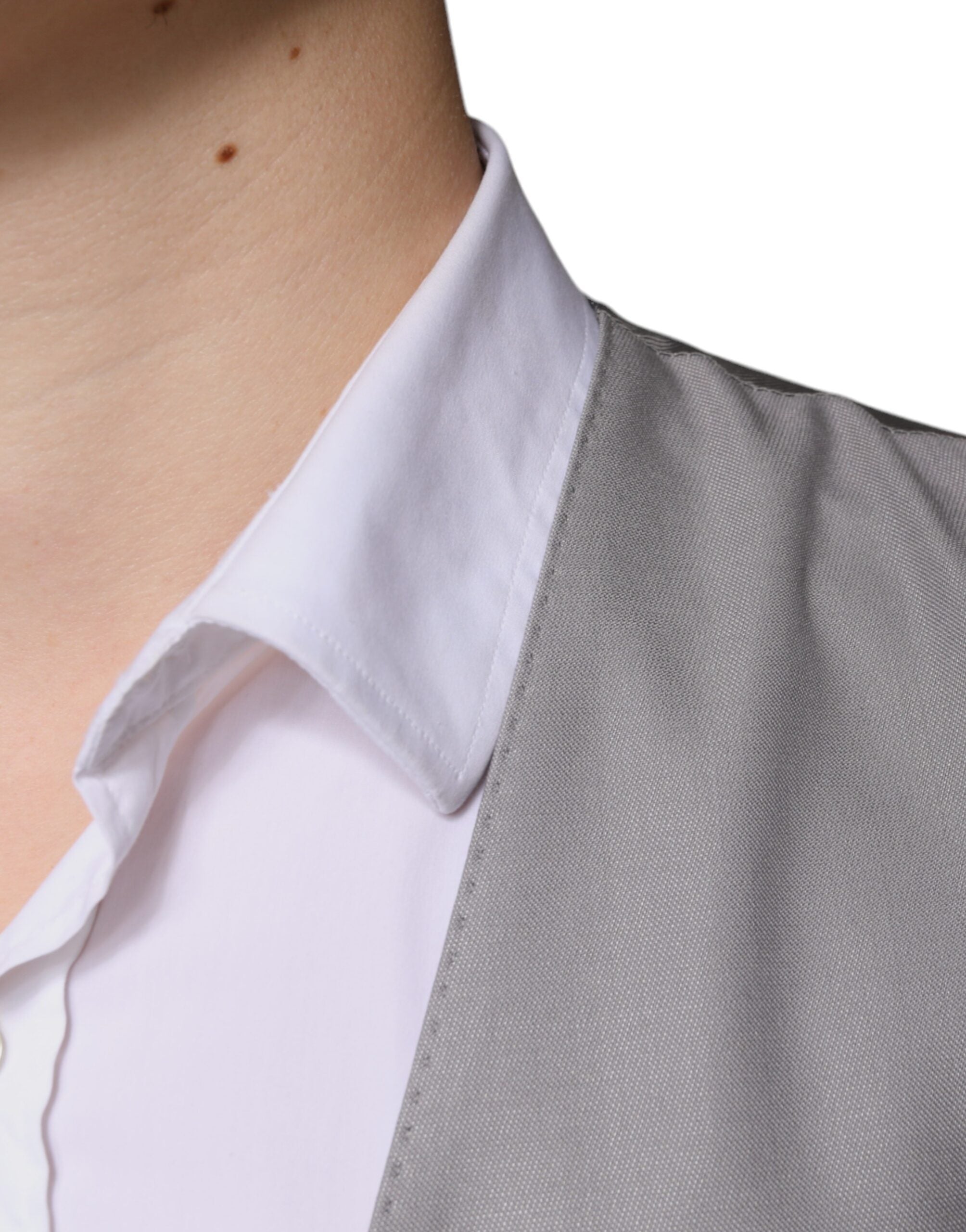 Dolce & Gabbana Light Gray Wool Formal Dress Waistcoat Vest -   -  Dolce & Gabbana.