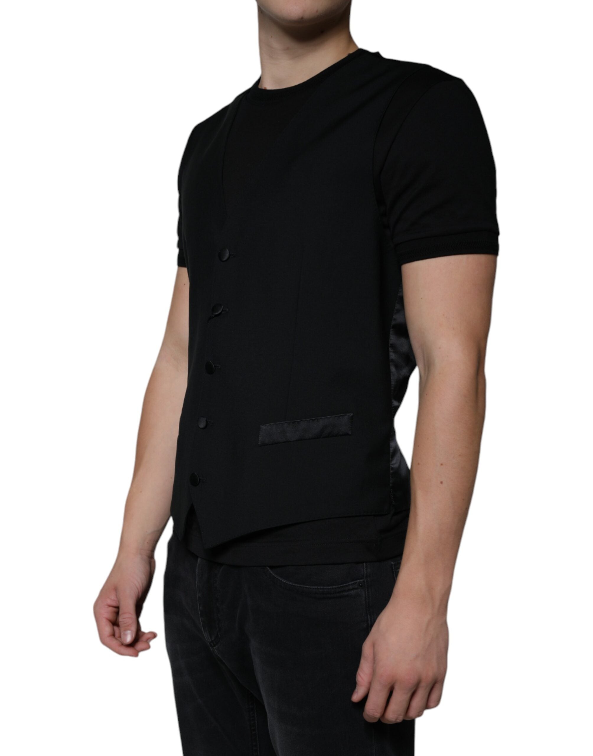 Dolce & Gabbana Black Wool Formal Dress Men Waistcoat Vest -   -  Dolce & Gabbana.