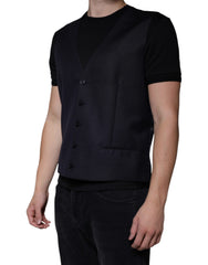 Dolce & Gabbana Black Wool Waistcoat Dress Formal Vest -   -  Dolce & Gabbana.
