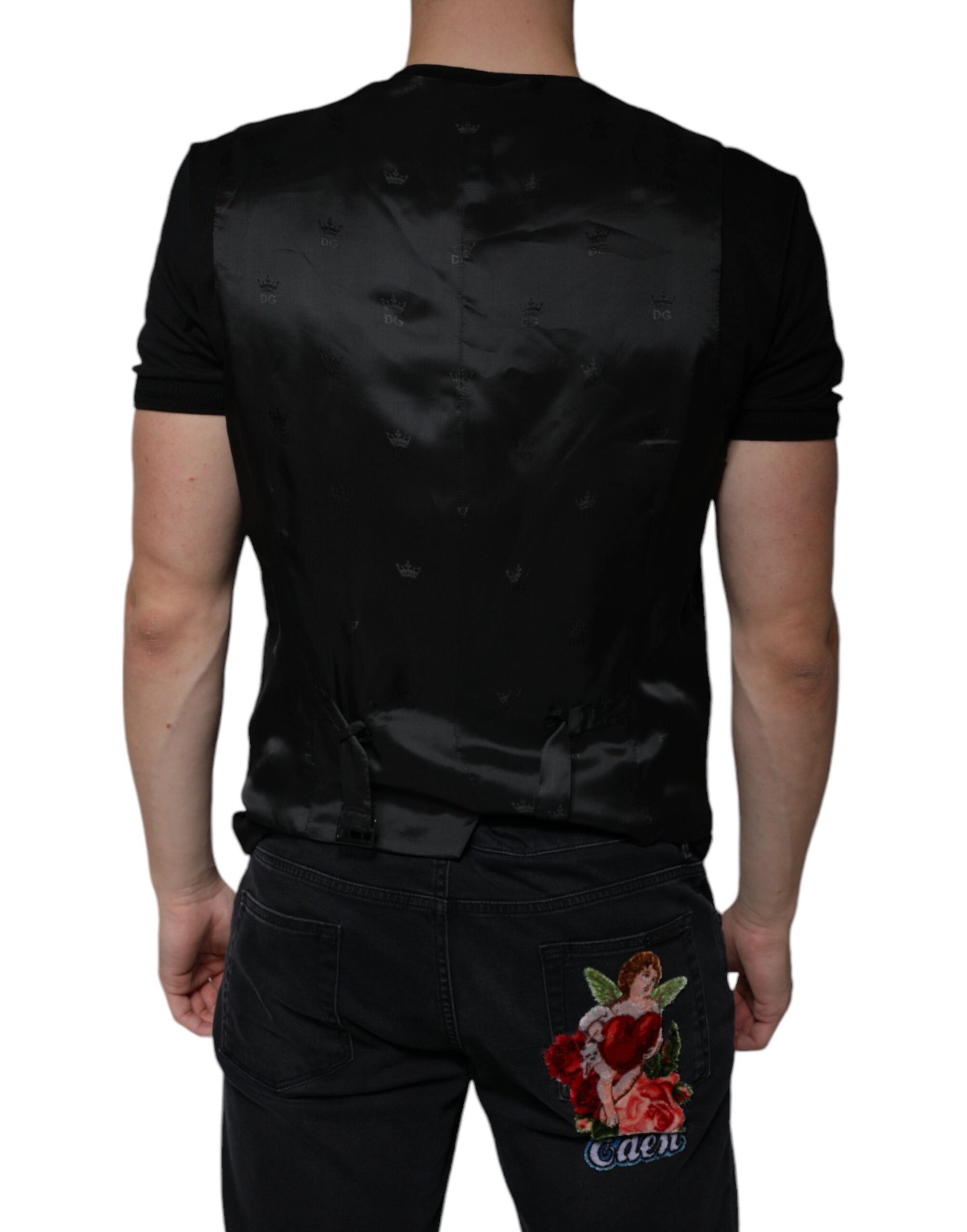 Dolce & Gabbana Black Wool Waistcoat Dress Formal Vest -   -  Dolce & Gabbana.