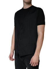 Dolce & Gabbana Black Wool Waistcoat Dress Formal Vest -   -  Dolce & Gabbana.