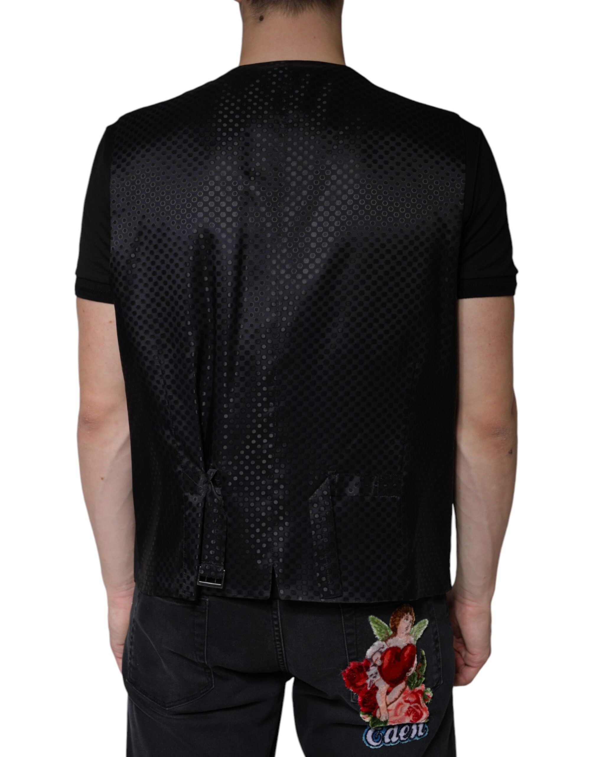 Dolce & Gabbana Black Wool Waistcoat Dress Formal Vest -   -  Dolce & Gabbana.