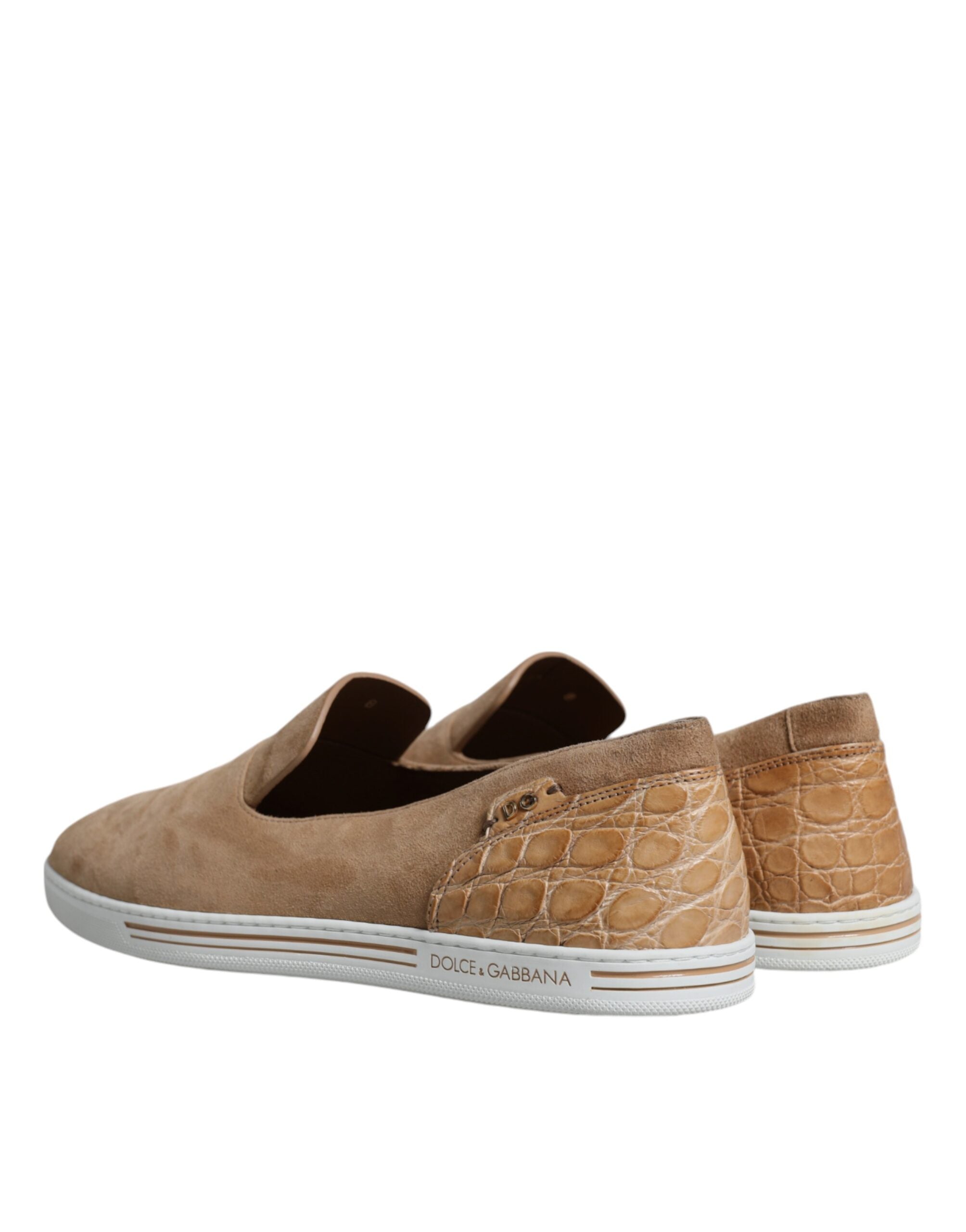 Dolce & Gabbana Beige Suede Caiman Loafers Slippers Shoes -   -  Dolce & Gabbana.