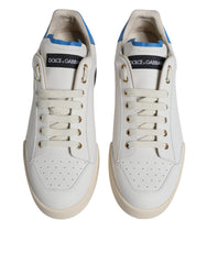 Dolce & Gabbana White Blue Perforated Low Top Sneakers Shoes -   -  Dolce & Gabbana.