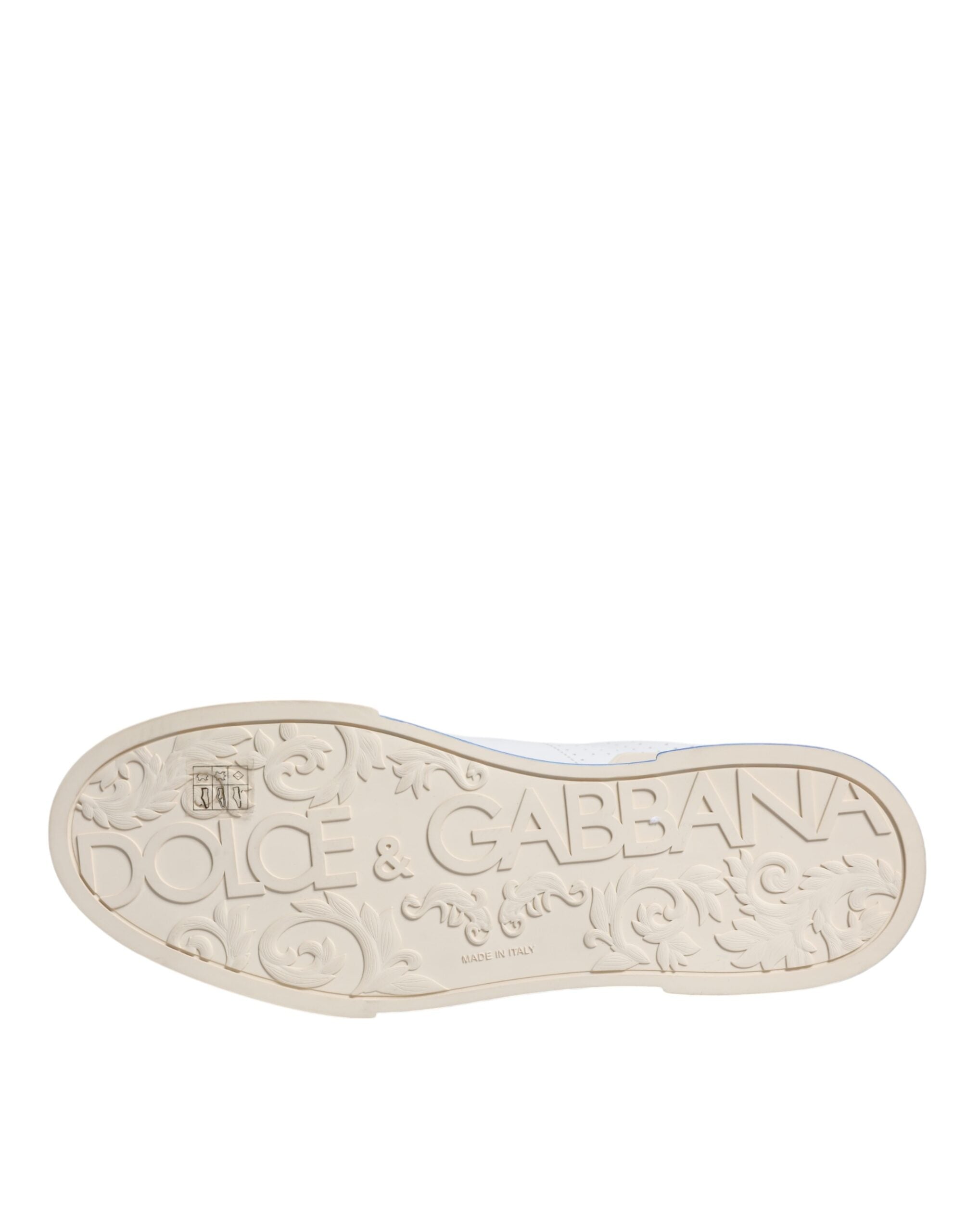 Dolce & Gabbana White Blue Perforated Low Top Sneakers Shoes -   -  Dolce & Gabbana.