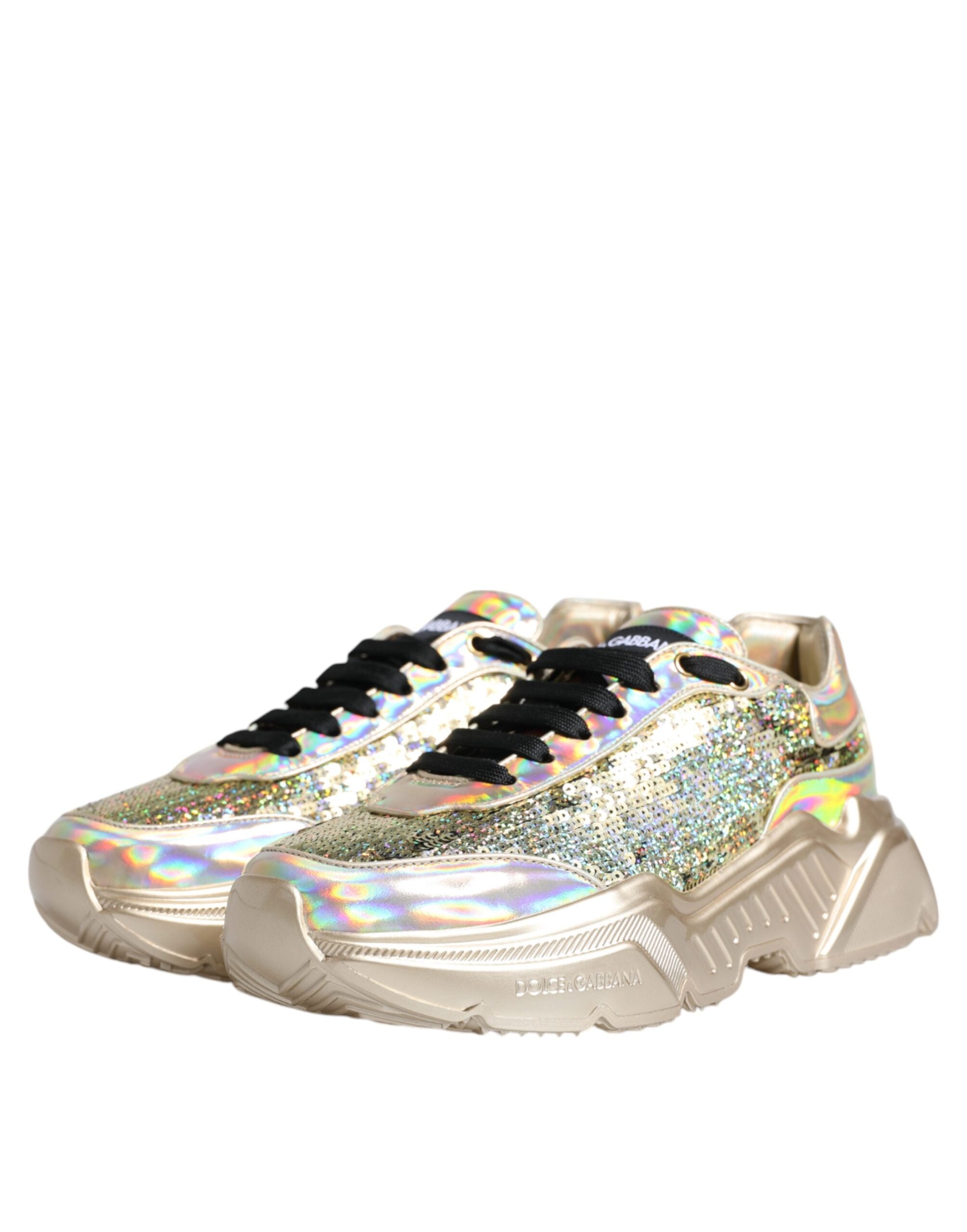 Dolce & Gabbana Gold Sequin Iridiscent Daymaster Sneakers Shoes -   -  Dolce & Gabbana.
