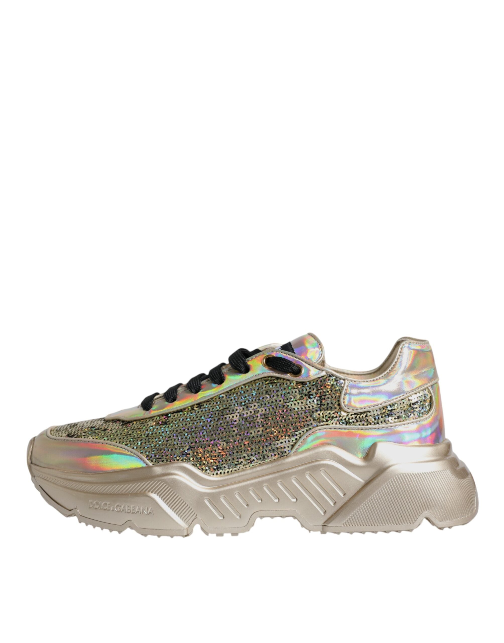 Dolce & Gabbana Gold Sequin Iridiscent Daymaster Sneakers Shoes -   -  Dolce & Gabbana.