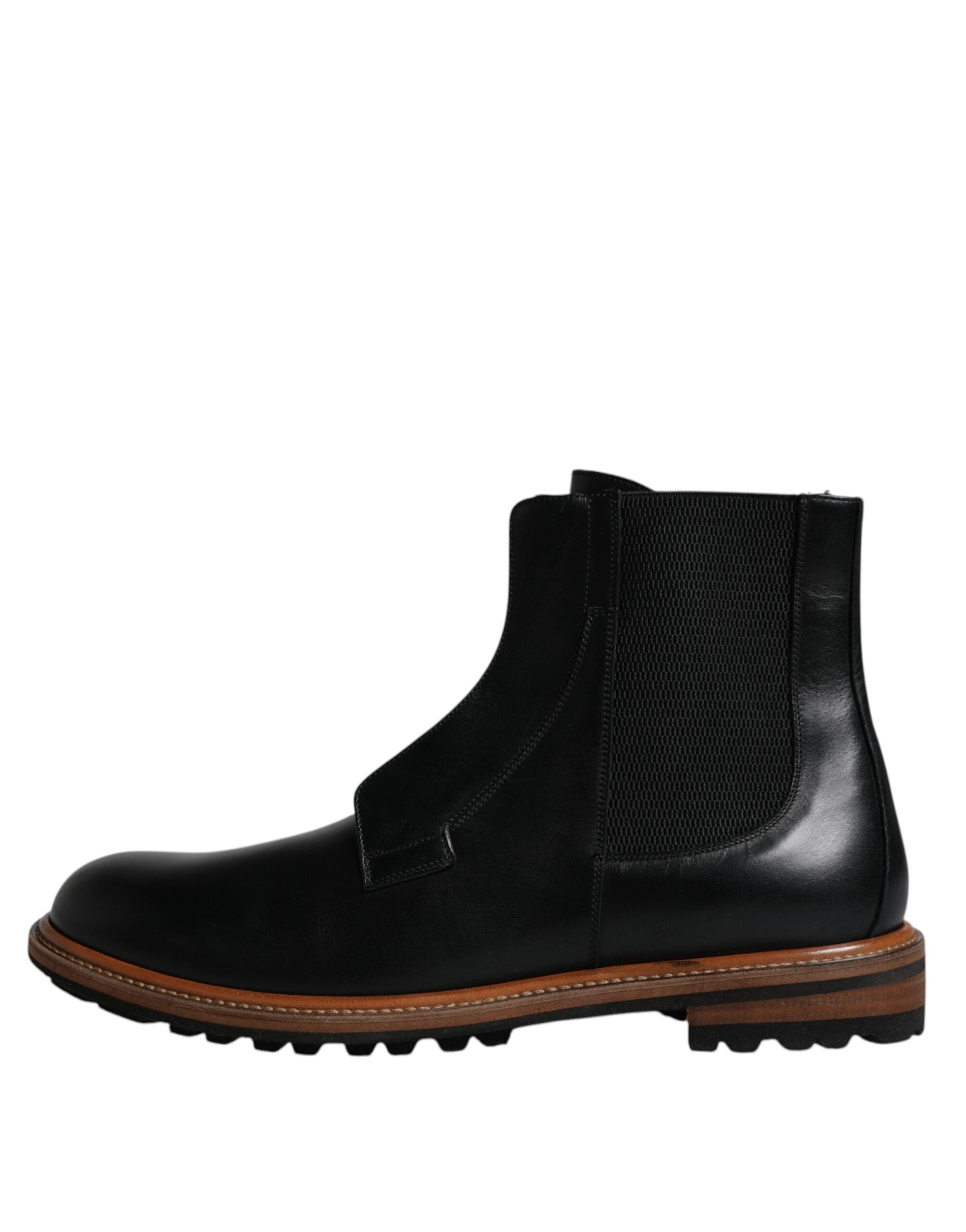 Dolce & Gabbana Black Leather Chelsea Mid Calf Men Boots Shoes -   -  Dolce & Gabbana.