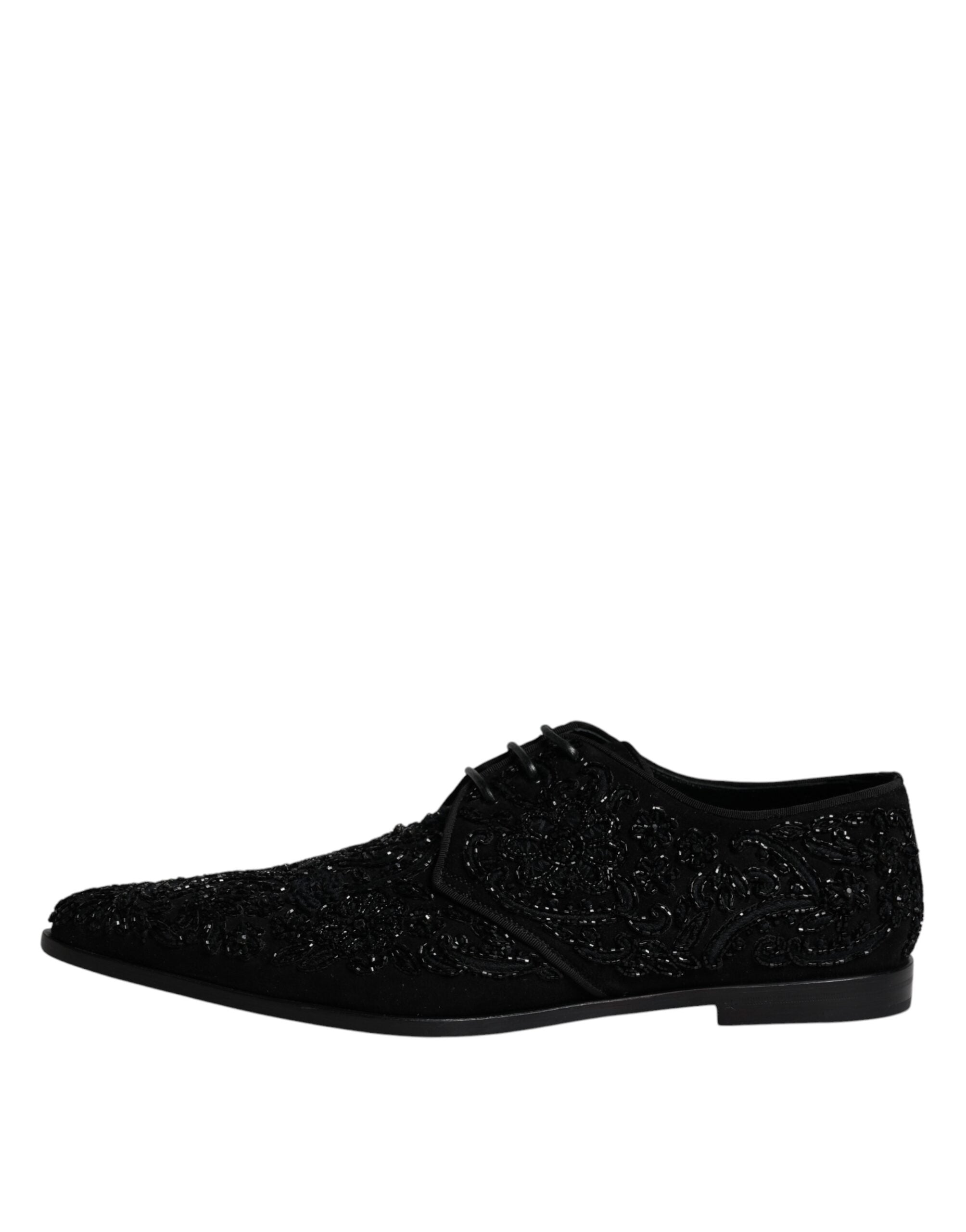 Dolce & Gabbana Black Embellished Suede Derby Formal Shoes -   -  Dolce & Gabbana.