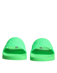 Dolce & Gabbana Green Leather Slides Sandals Beachwear Shoes -   -  Dolce & Gabbana.